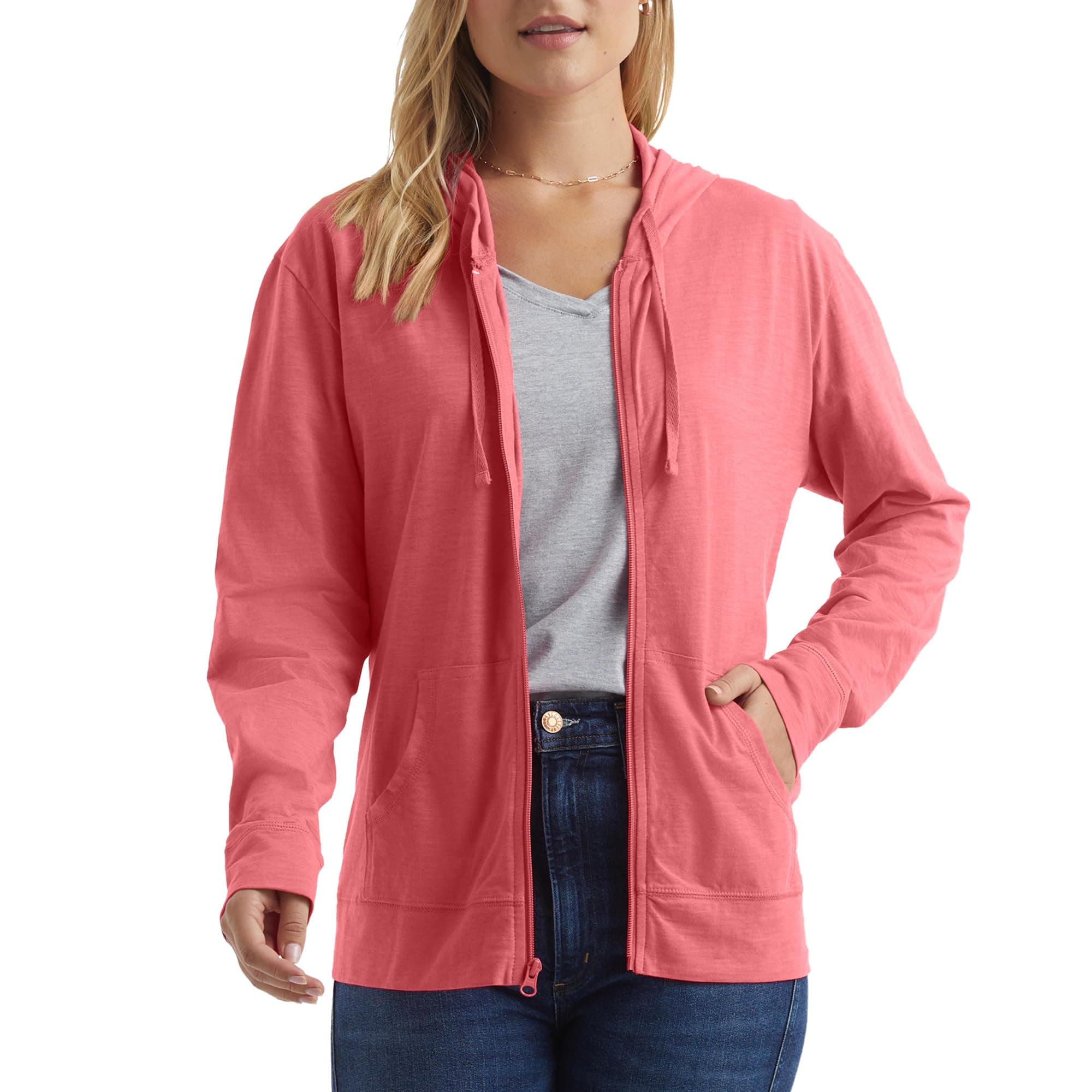 Hanes Women's Lightweight Full Zip Hoodie, Textured Cotton Zip Up, T-Shirt Hoodie chez Amazon US
