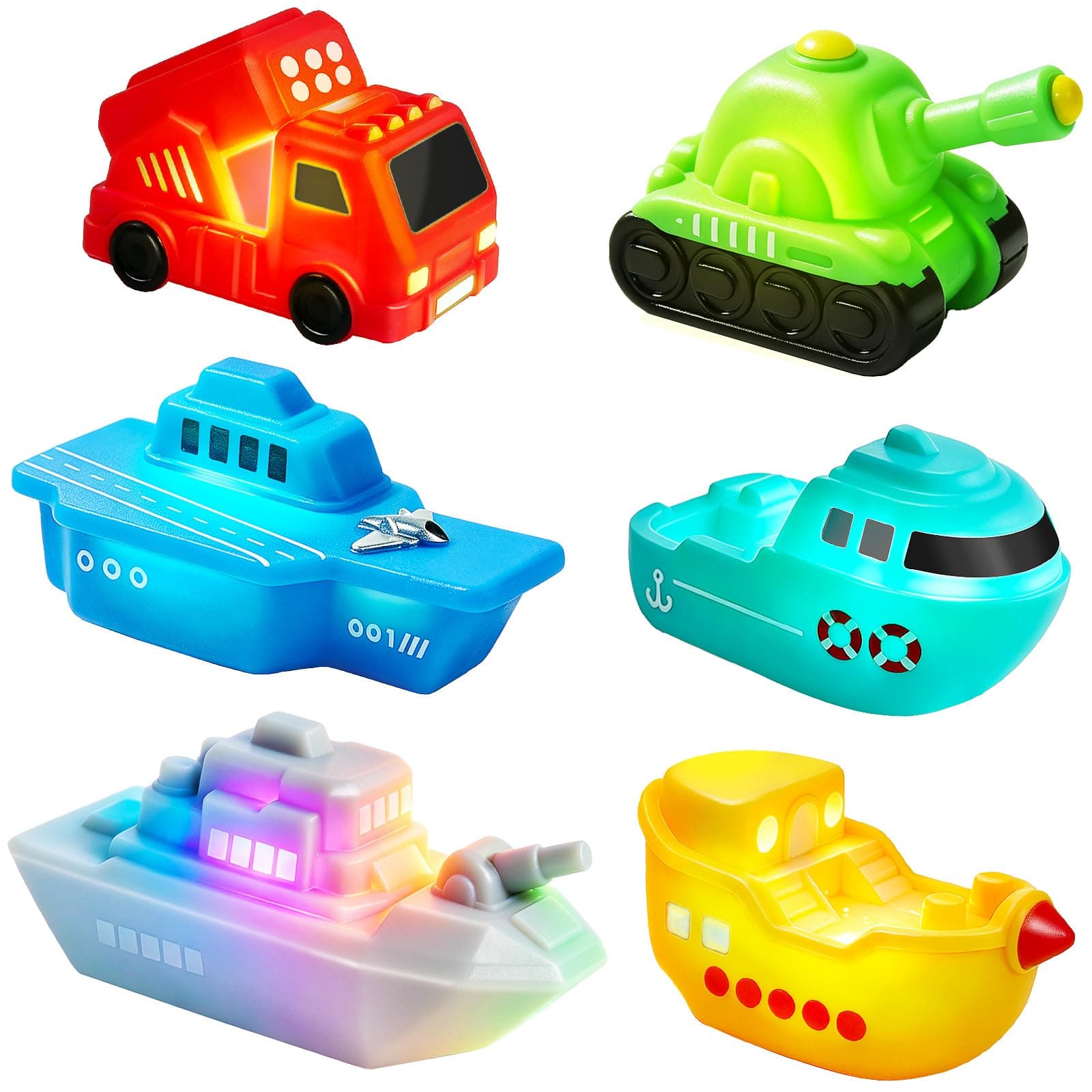 Light Up Bath Toys, 6 Pack No-Hole No-Mould Bath Cars for 1-3Y Boy Gift | No-Hole Anti-Mould, chez Amazon UK