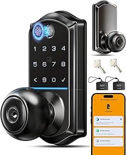 Veise VE018 Fingerprint Keypad Smart Door Knob Handle Lock, Matte Black chez Amazon US