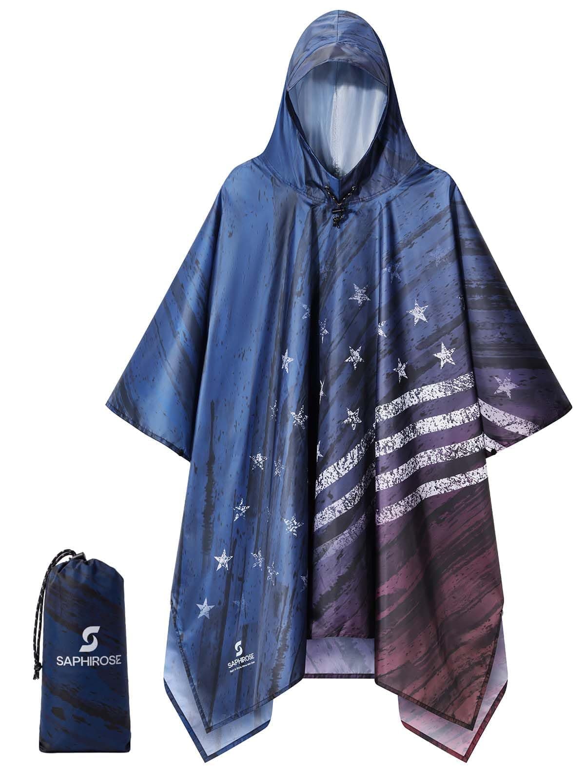 SaphiRose Hooded Rain Poncho Waterproof Raincoat Jacket for Men Women Adults chez Amazon US