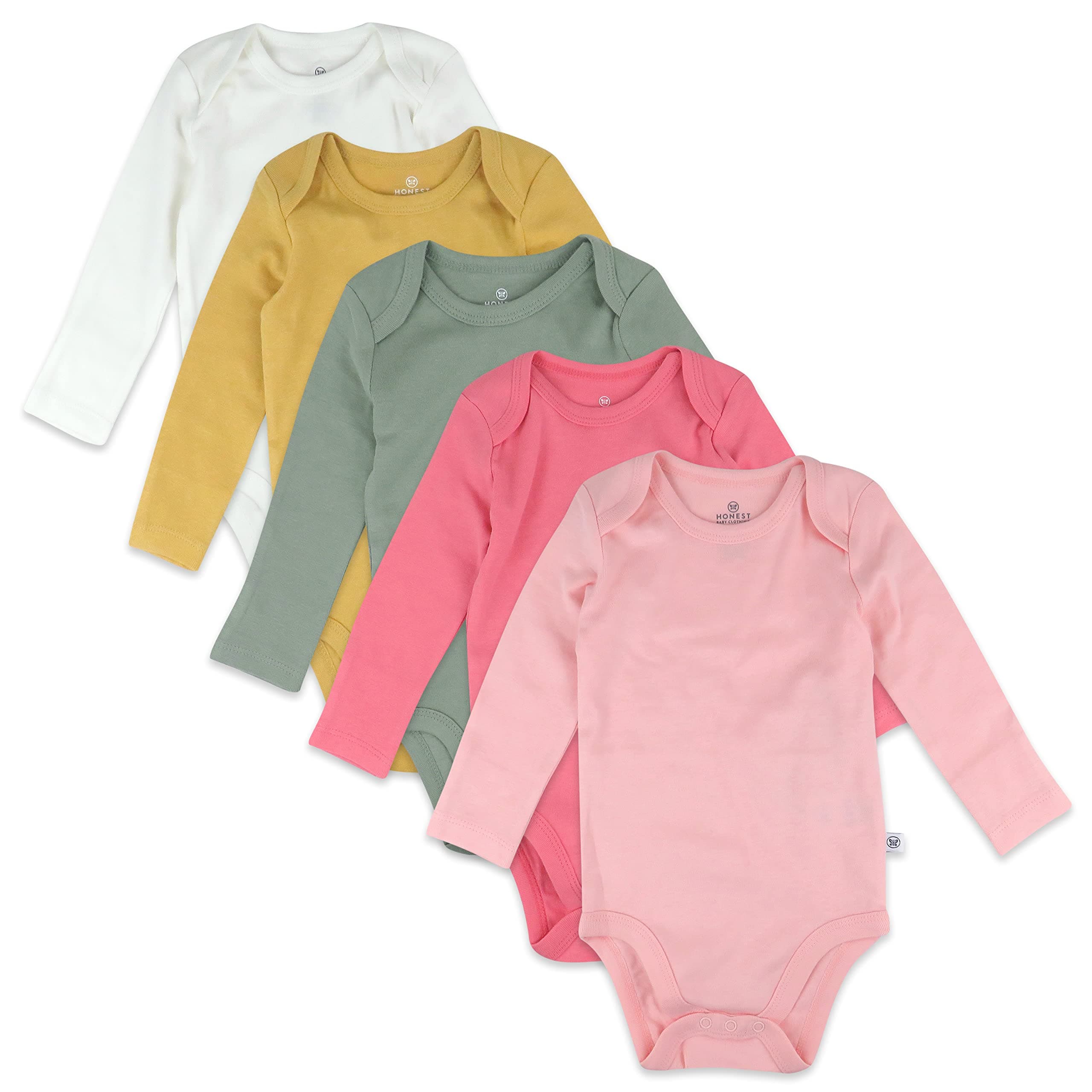HonestBaby baby-girls 5-pack Long Sleeve Bodysuits One Piece 100% Organic Cotton for Infant Baby Girls chez Amazon US
