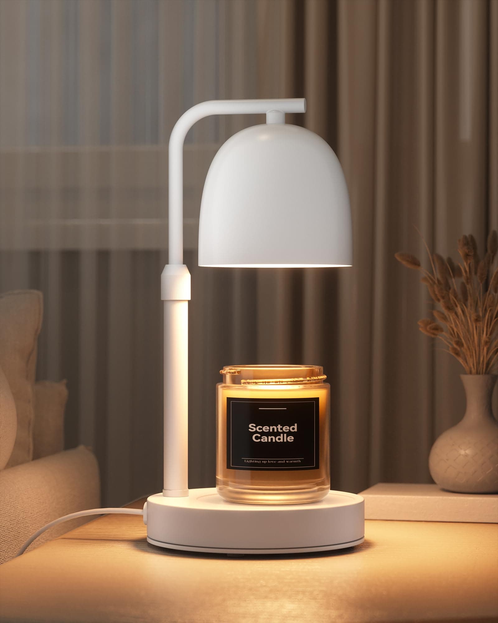 Candle Warmer Lamp with Timer & Dimmable, Adjustable Height White chez Amazon US