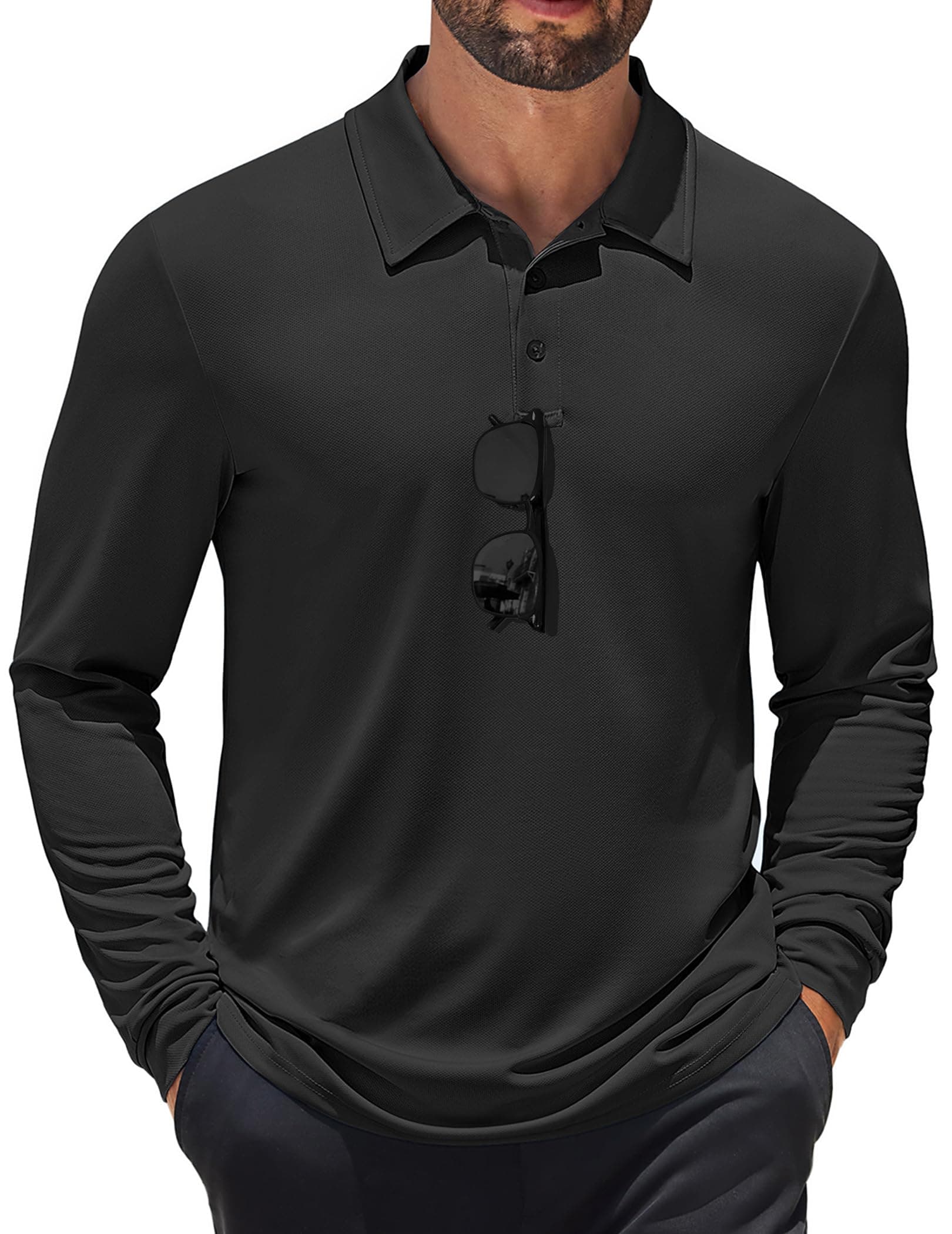 COOFANDY Mens Polo Shirt Long Sleeve Golf Shirt Lightweight UPF 50+ Sun Protection Quick Dry Moisture Wicking Collared Shirt chez Amazon US