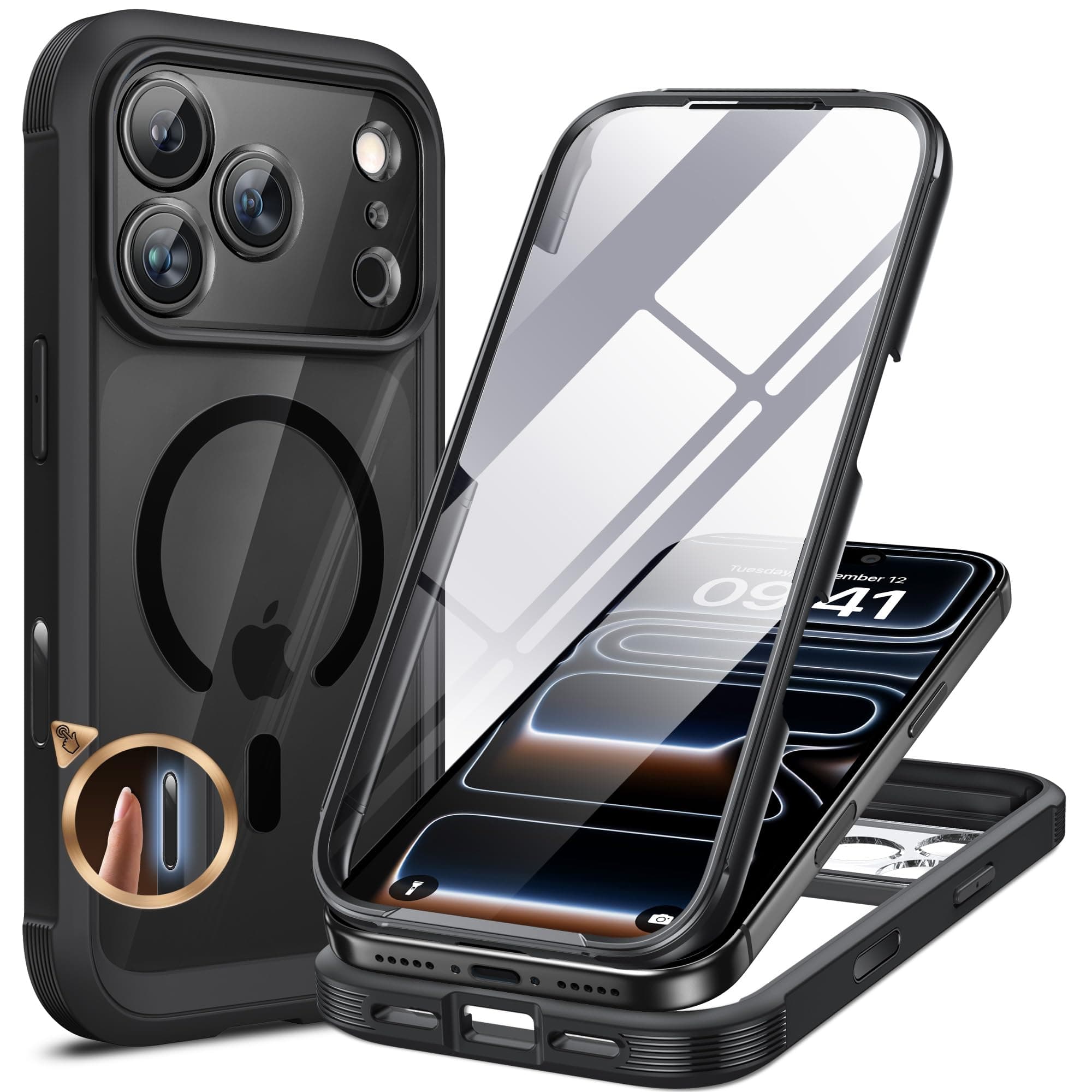 Miracase For iPhone 18 Pro Max Case, Full Body With Glass Screen Protector | 6.9", [Black] Full-Body Protection, Camera Control,... chez Amazon UK