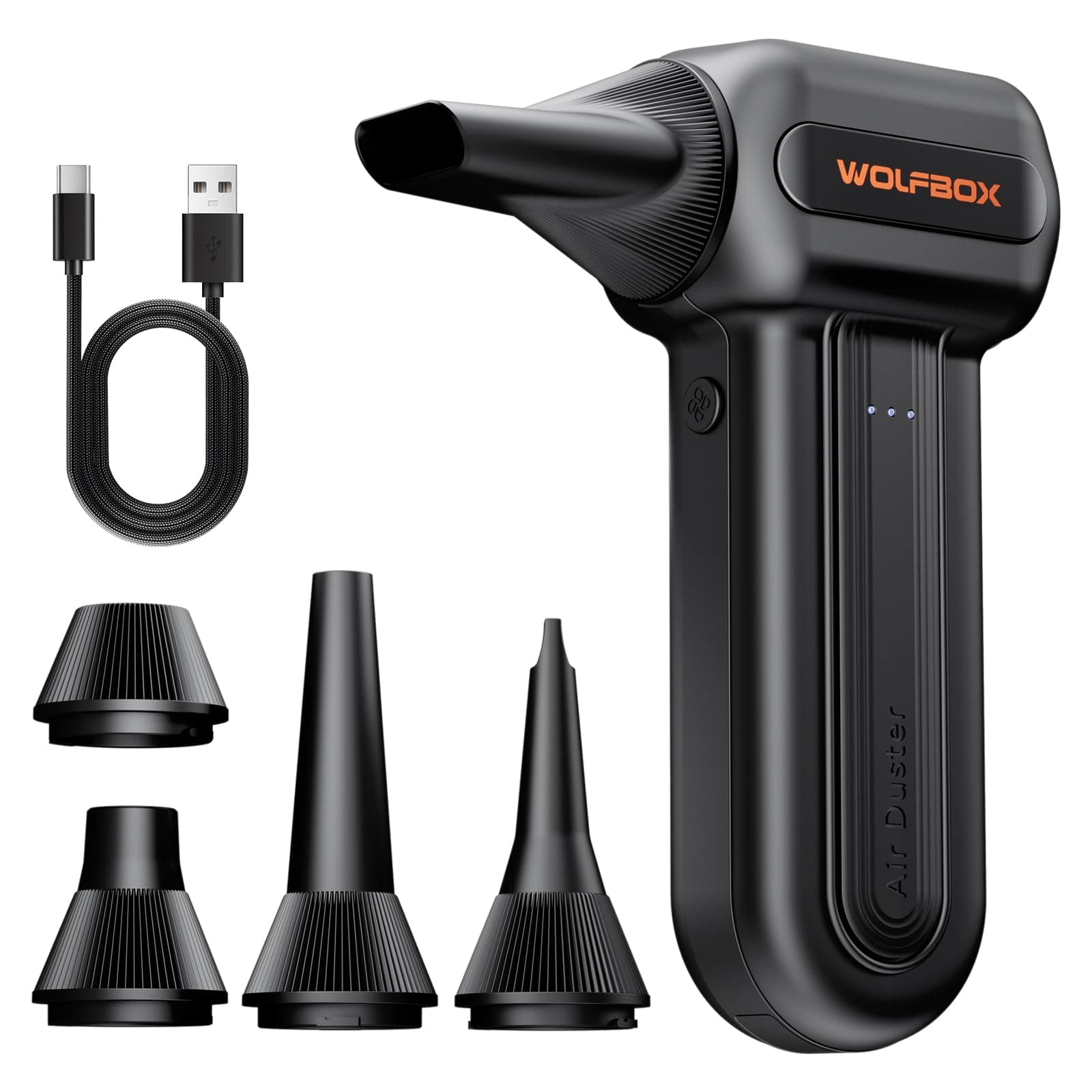 WOLFBOX MF60 Compressed Air Duster, 3-Speed Adjustable, Electric, Cordless | 110,000 RPM, Rechargeable, Air Blower, Fast Charging, PC... chez Amazon US