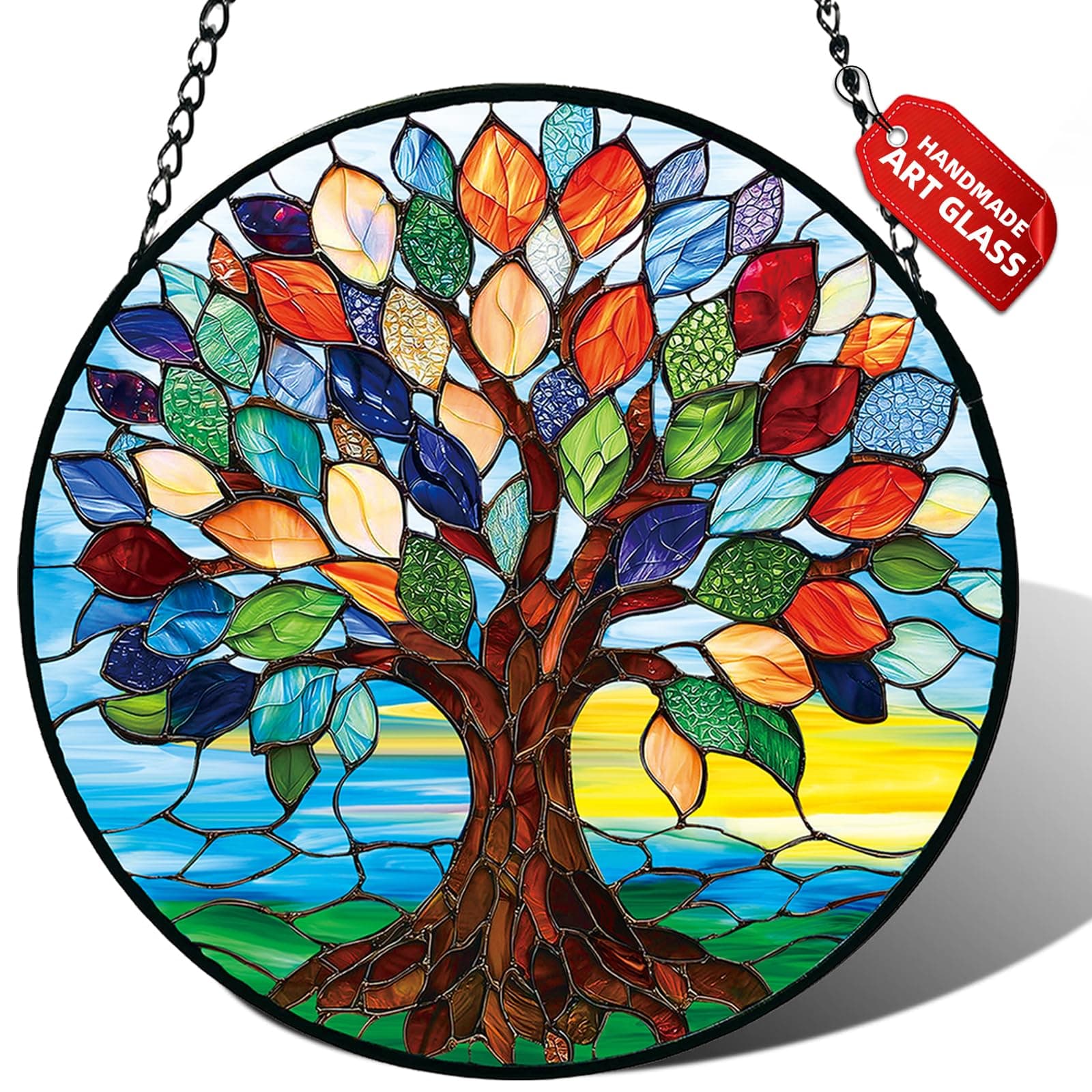 Tree of Life Stained Glass Suncatcher Window Hanging Birthday Gifts | 7.8in Garden Sun Catcher, Colorful chez Amazon US