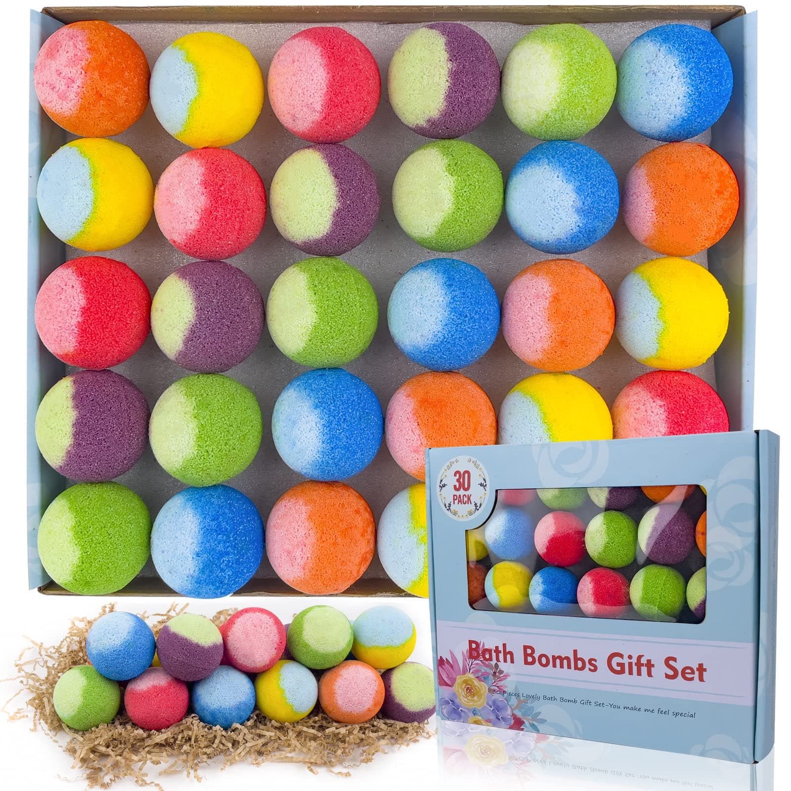 30 Pcs Bath Bomb Natural Organic Mini Bath Bombs, Handmade with Rich Fizz - Best Birthday Gift for Kids/Women/Men, Mother's Day chez Amazon UK