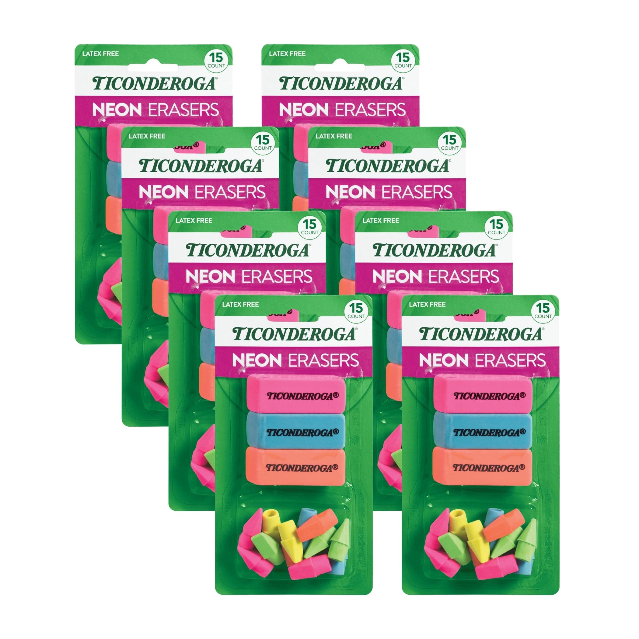 Ticonderoga Erasers, Neon, 15 Count (Pack of 8) (38931SP) chez Amazon US