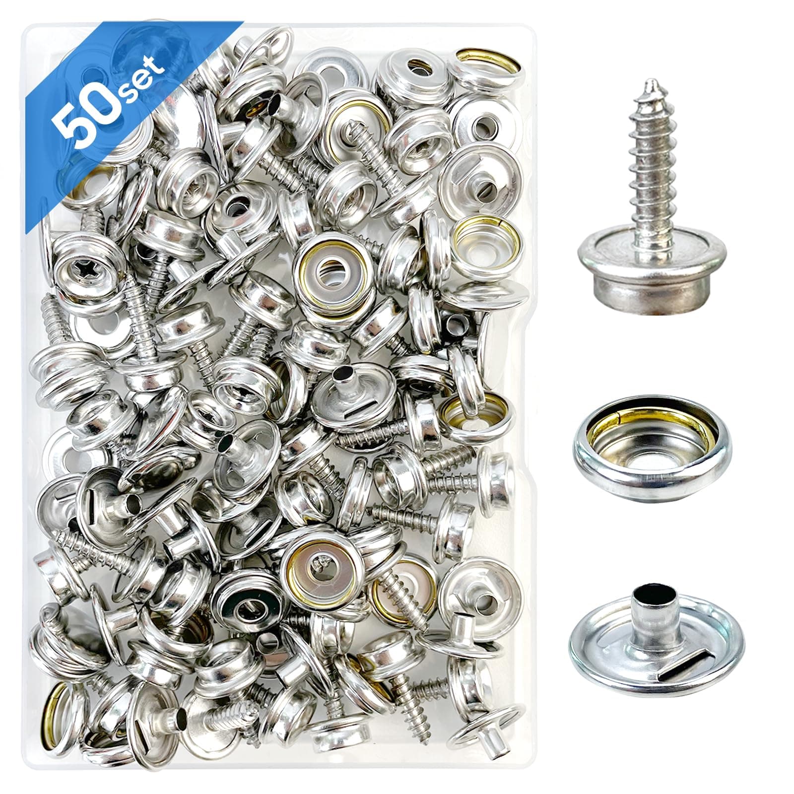 Canvas Snap Kit, 5/8", 150pcs | Stainless Steel Snaps Marine Grade Snaps for Boat Cover, Clothing Leather Fabric chez Amazon US