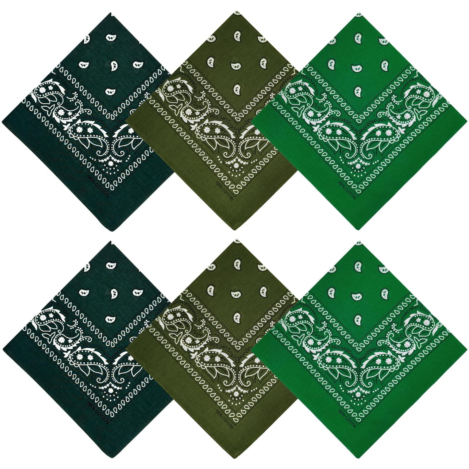 APIGANIZ 100% Cotton Bandanas, 21 x 21 inches, Set of 6 chez Amazon US