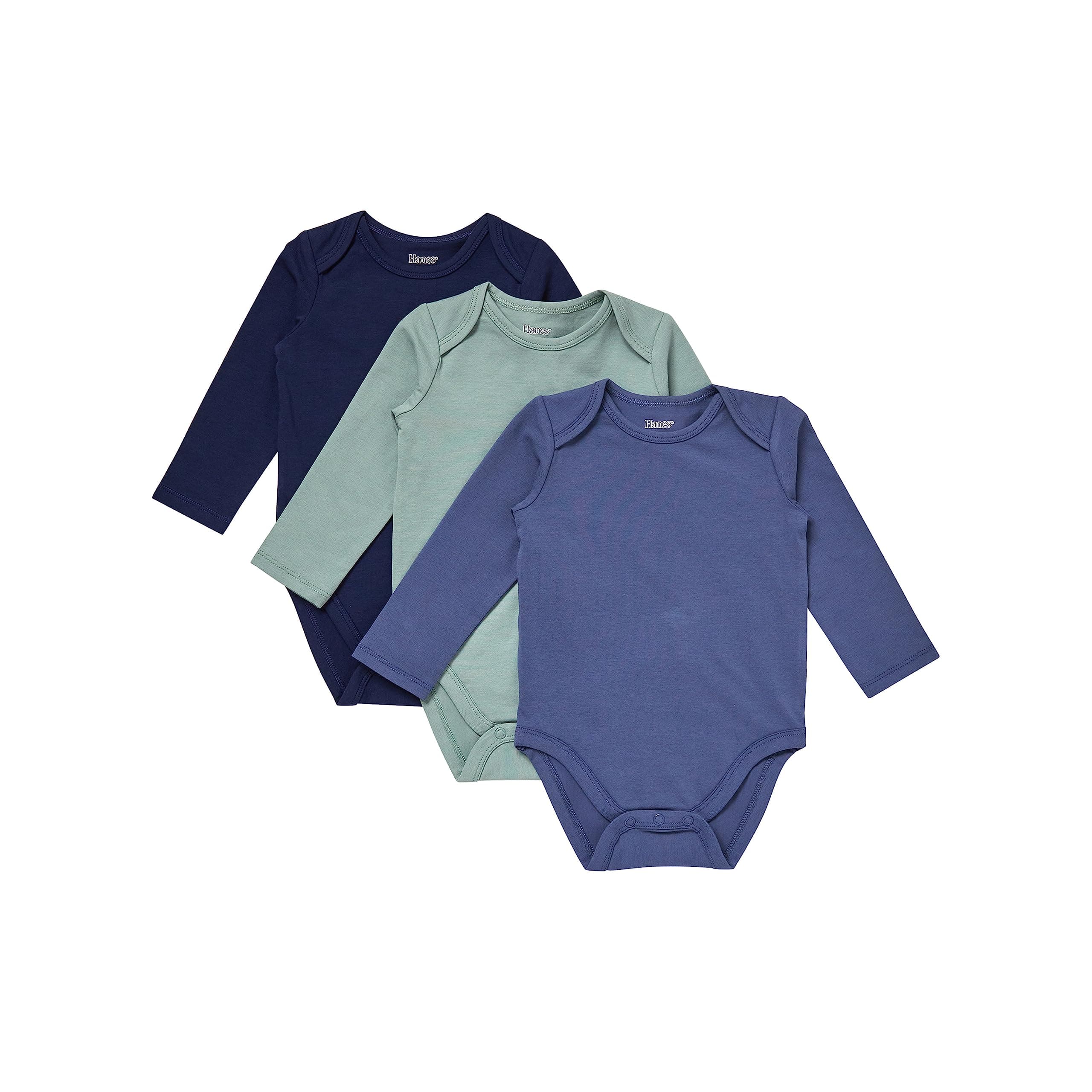 Hanes Baby Pure Comfort Long Sleeve Bodysuits, Infant Bodysuits, Boys & Girls, 3-pack chez Amazon US