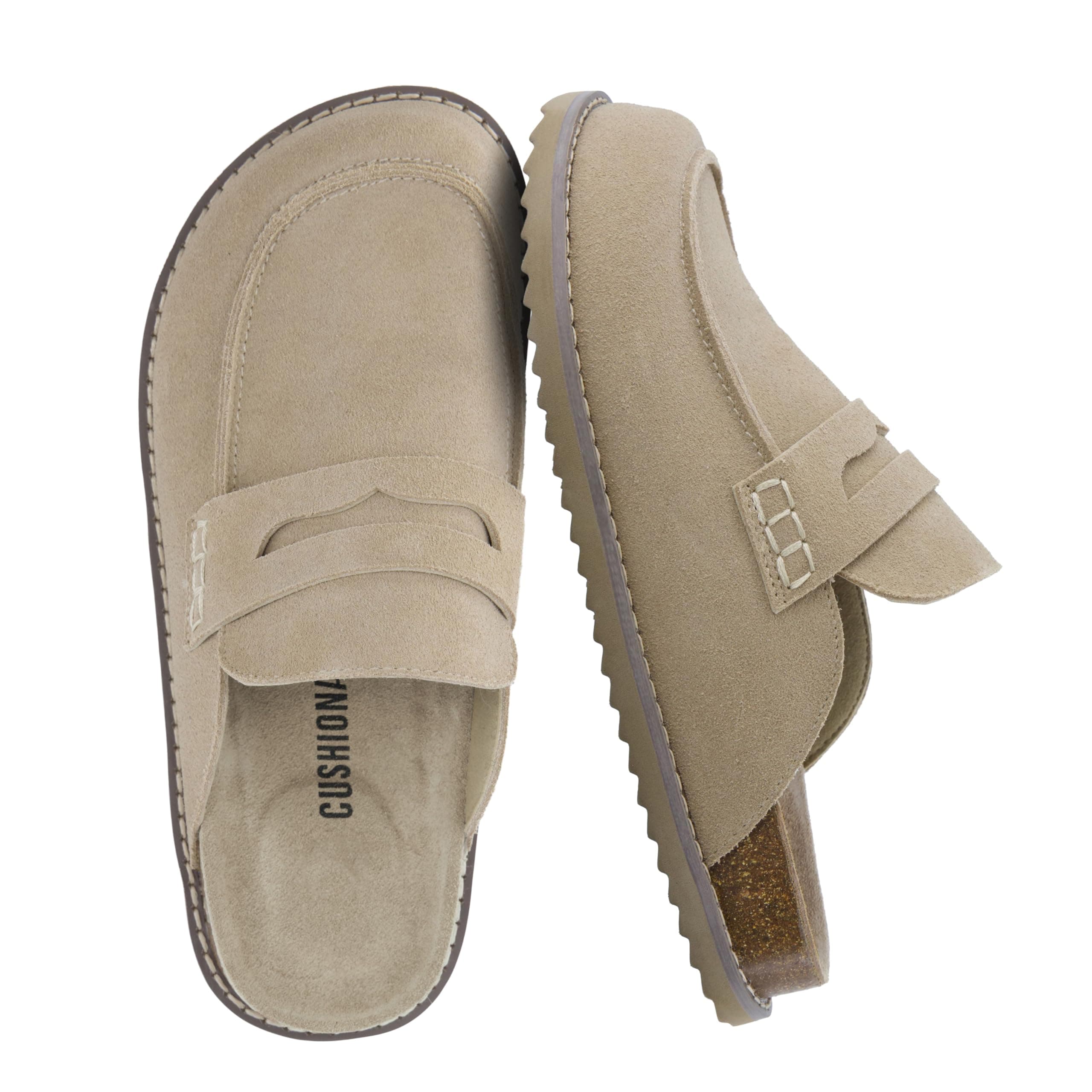 CUSHIONAIRE Zola Women’s Penny Clog Mule – Suede Slip-On with Memory Foam, Cork Footbed & Flexible Outsole chez Amazon US