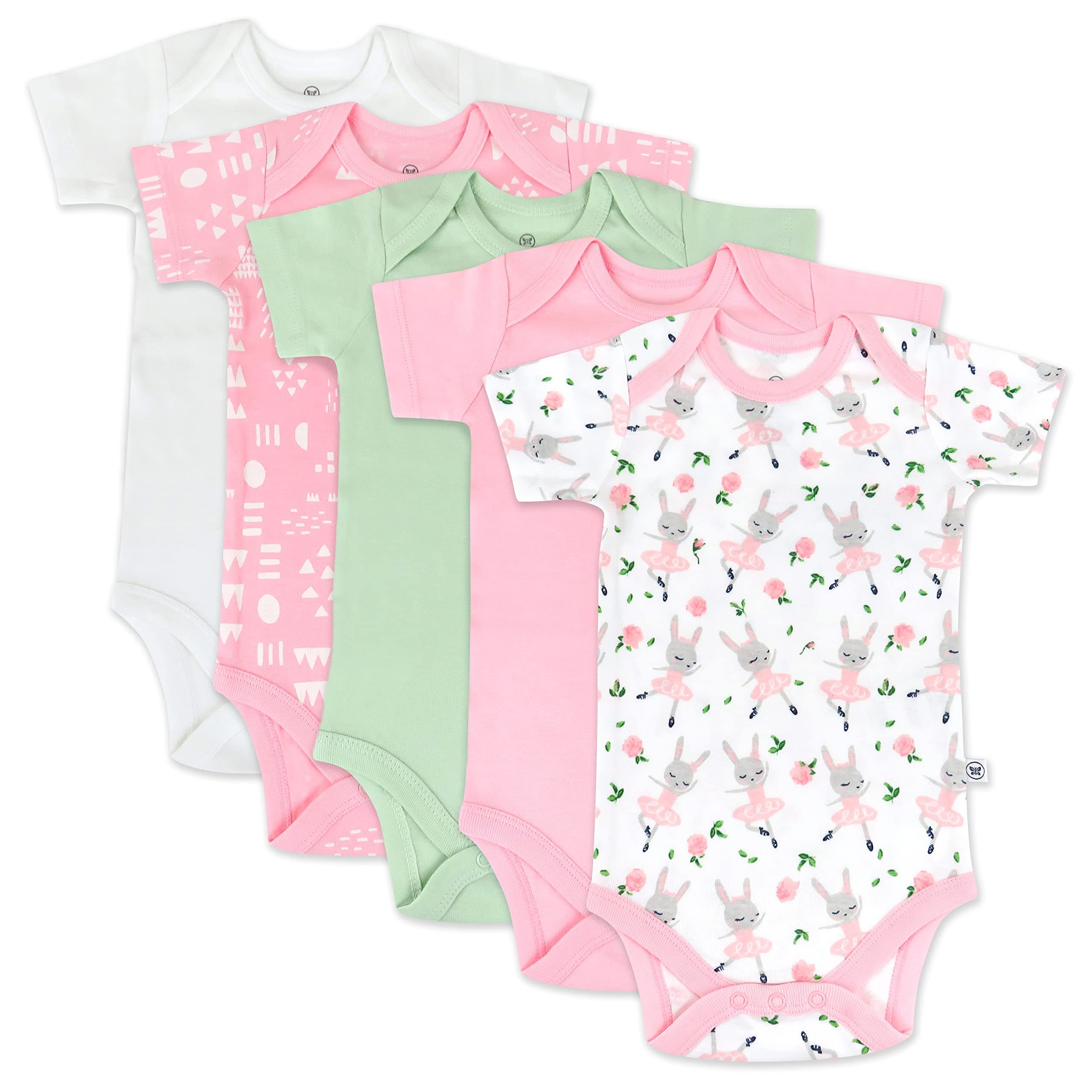 HonestBaby baby-girls 5-pack Short Sleeve Bodysuits One-piece 100% Organic Cotton for Infant Baby Girls chez Amazon US