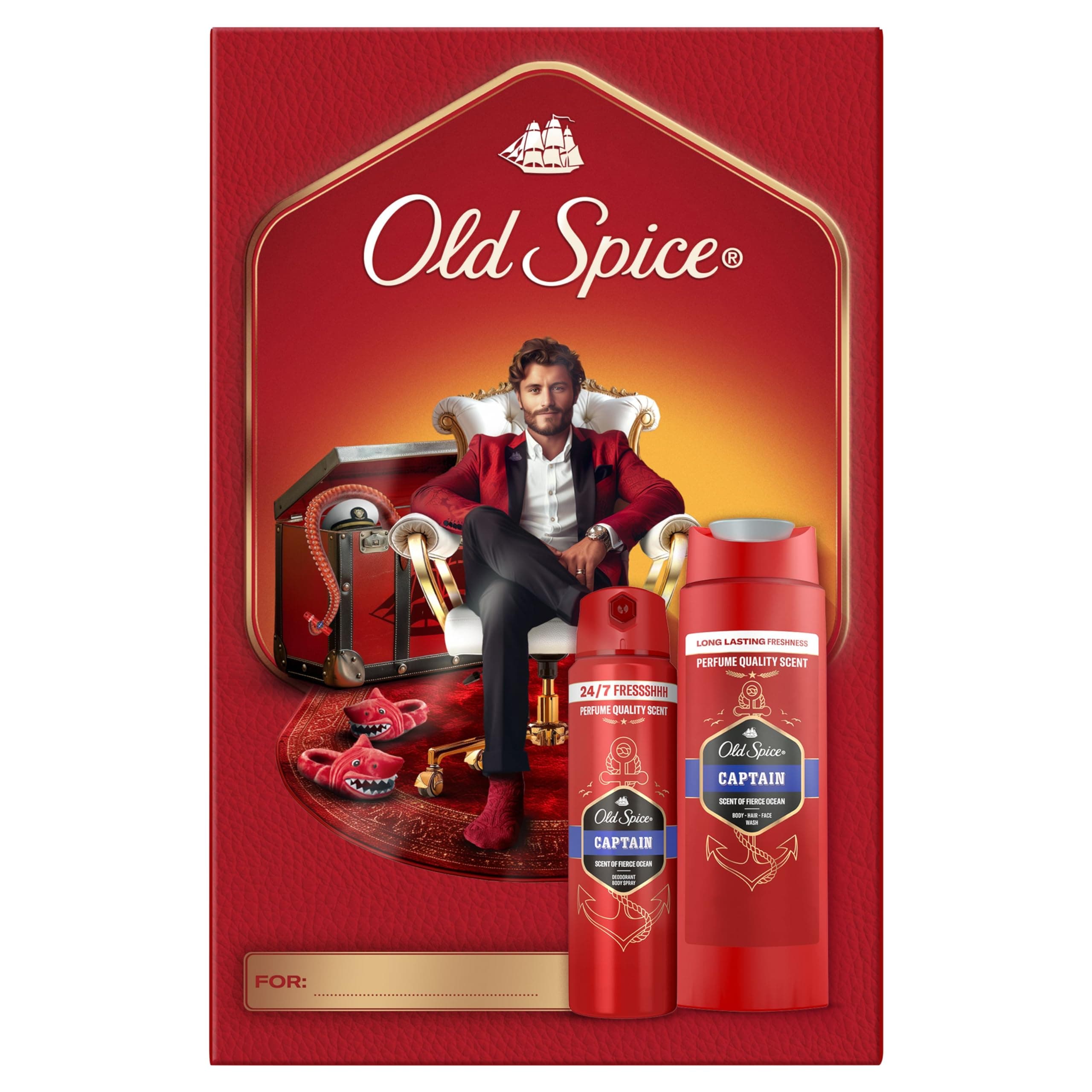 Old Spice Gentleman Gift Set: Captain Deodorant Spray & Shower Gel | 24/7 freshness, long-lasting perfume quality scent chez Amazon UK