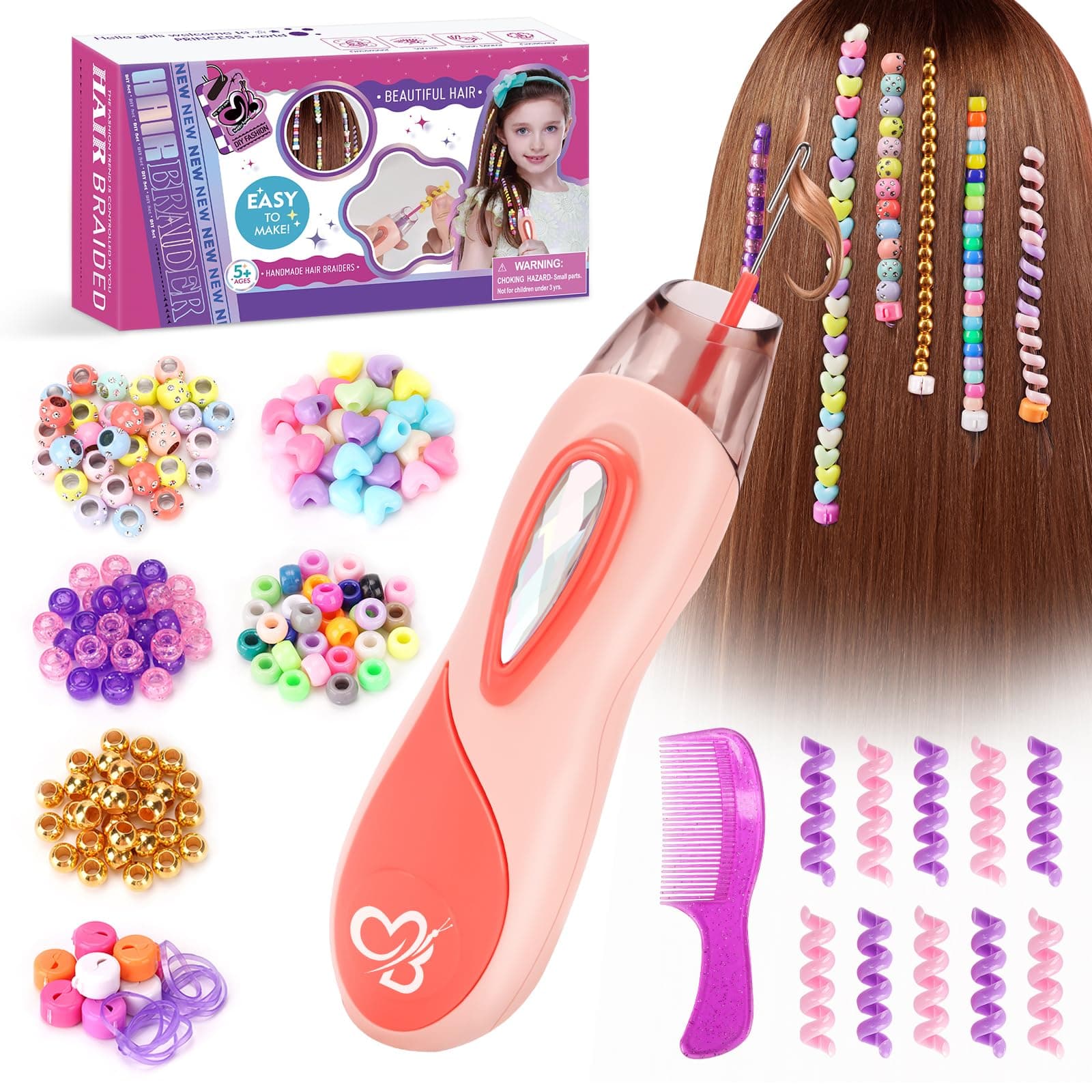 Gifts for Girls: Hair Accessories & Toys Age 5-12 Hair Princess Decoration | Hair Beads Kit for Braids with Gems Stamper, chez Amazon UK