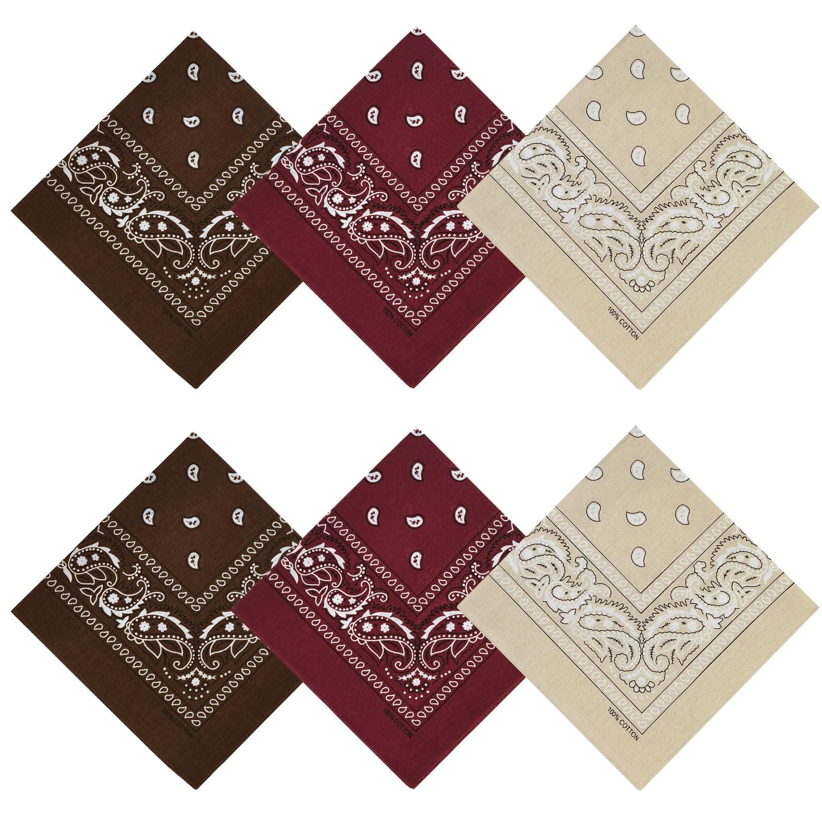 APIGANIZ 100% Cotton Bandanas, 21 x 21 inches, Set of 6 chez Amazon US