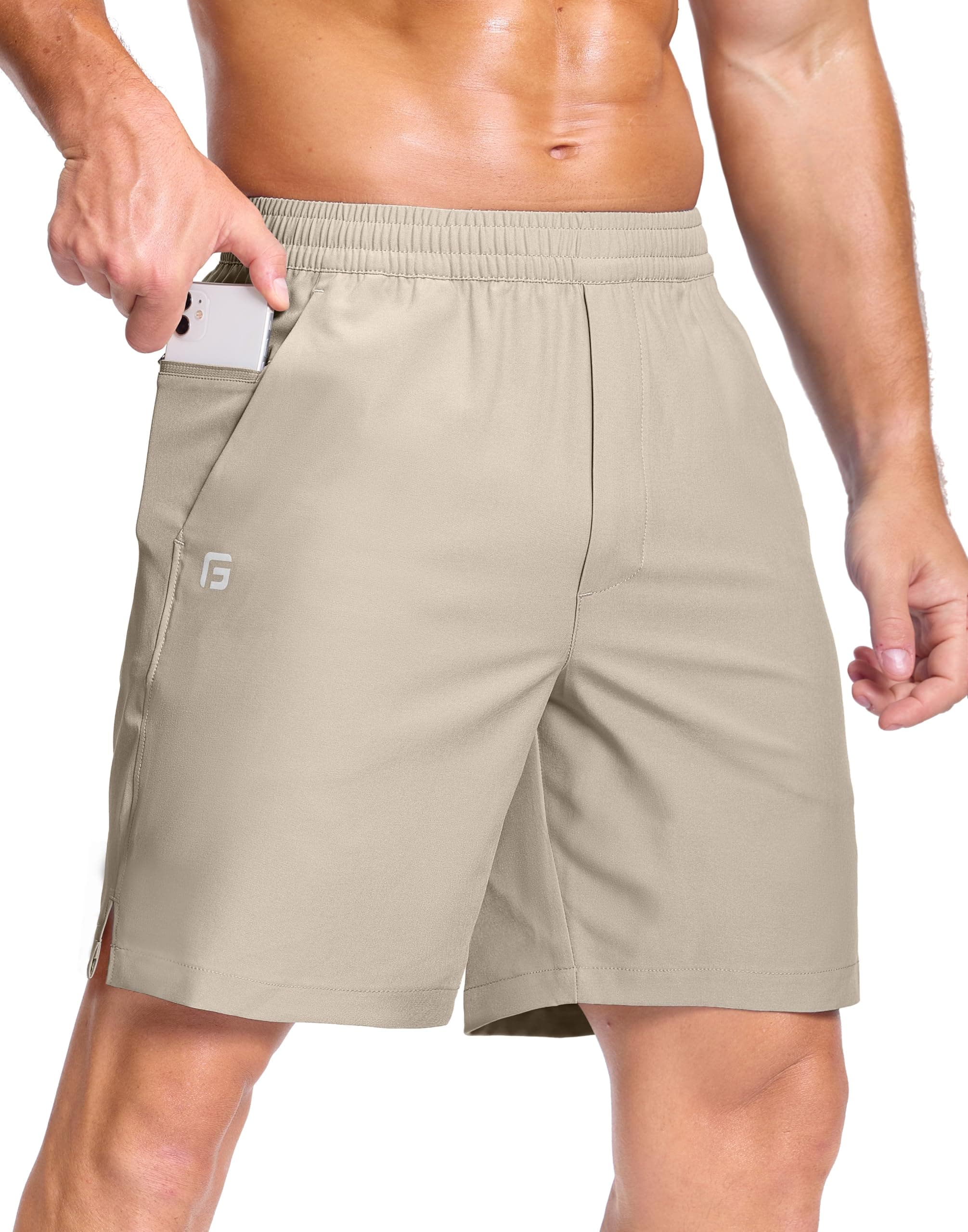 GGJ Men's Lightweight Athletic Shorts with 2 Zipper Pockets 7"/9"/5" Gym Workout Running Quick Dry Tennis Shorts for Men chez Amazon US