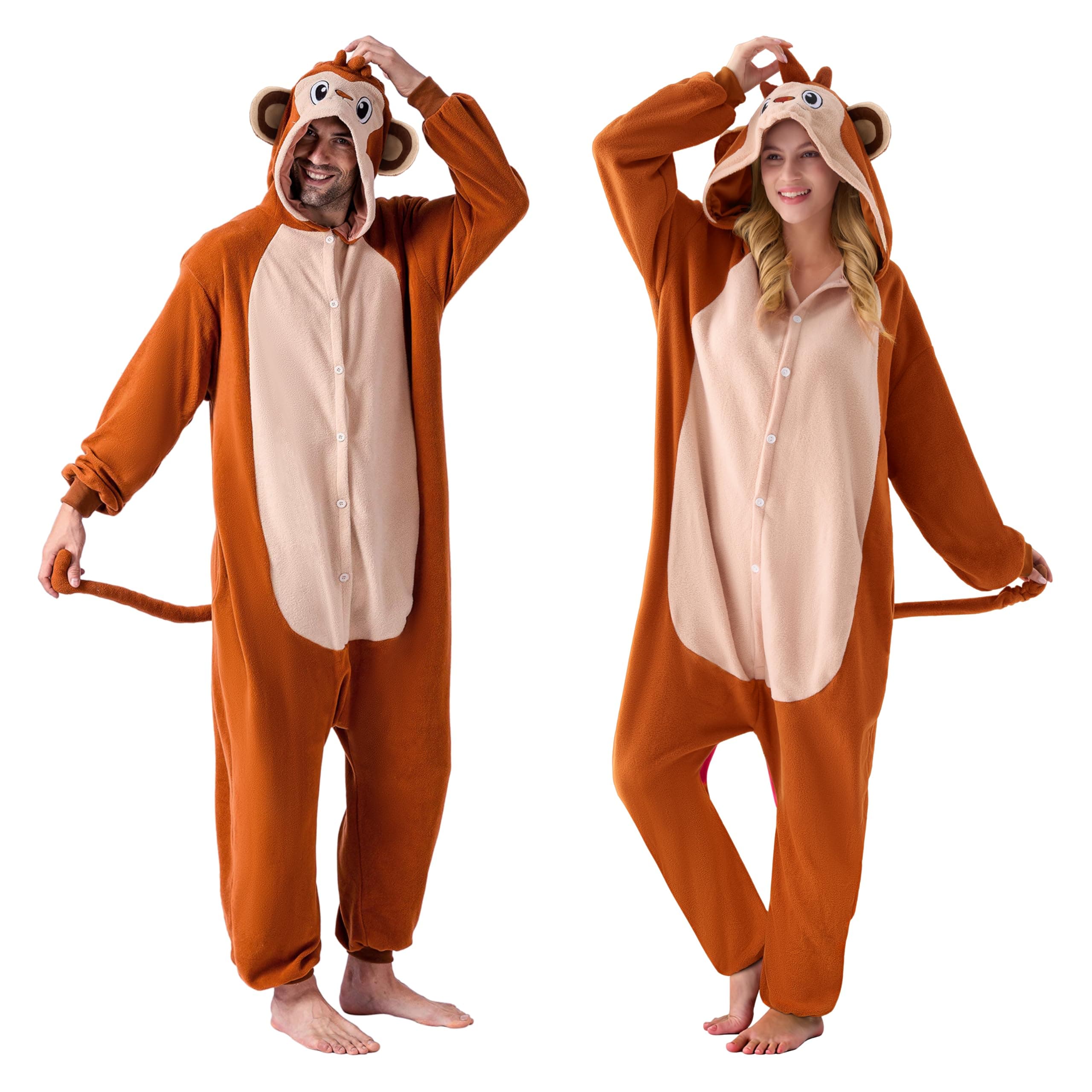 Spooktacular Creations Unisex Adult jumpsuit Plush Costume with Hat Tail for Dress Up Role Play Halloween Costum-XL Pink chez Amazon UK
