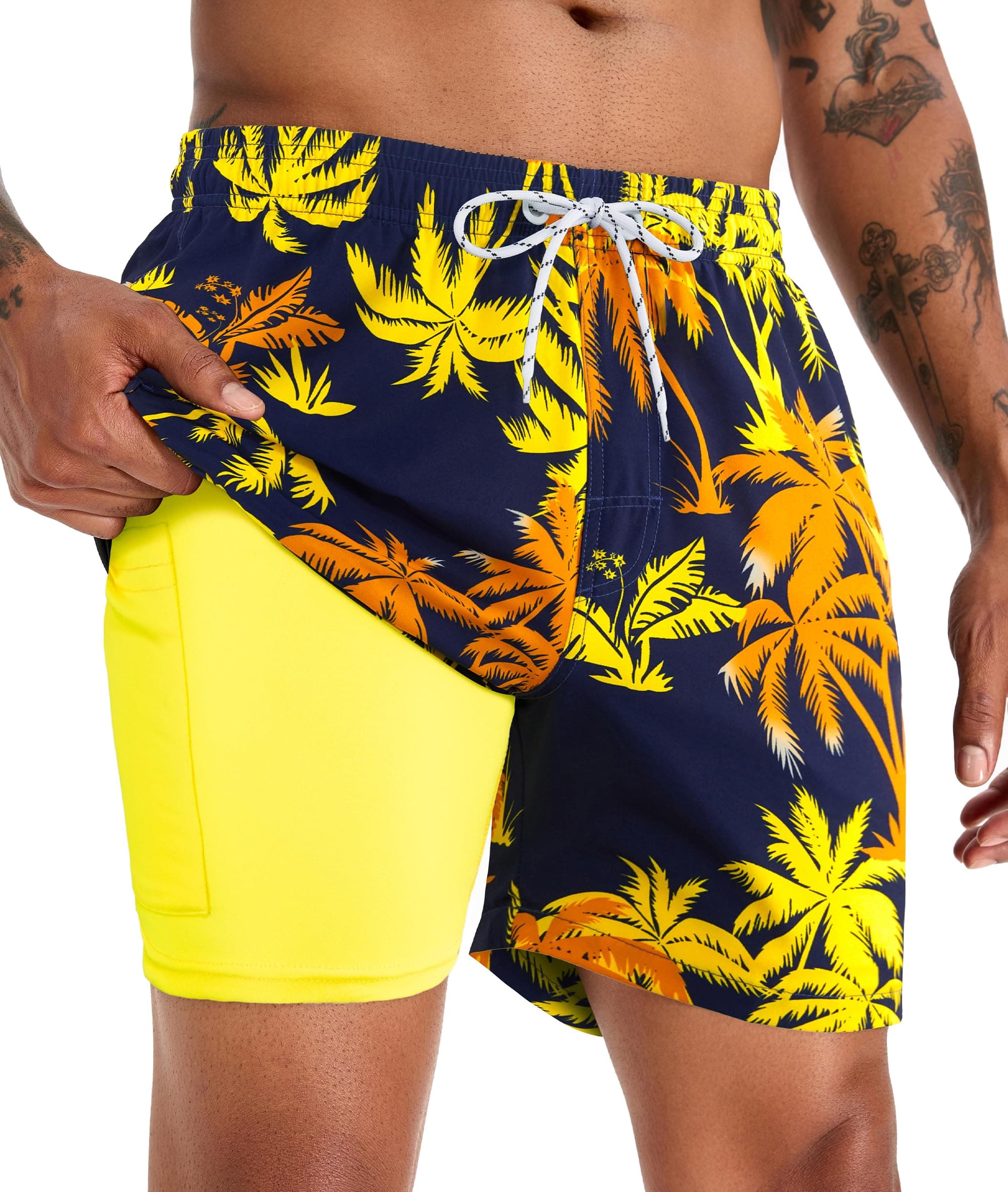 APTRO Mens Swimming Shorts Compression Liner 7" Board Shorts | Board shorts,Swim trunks,Quick dry,2 in 1 chez Amazon UK