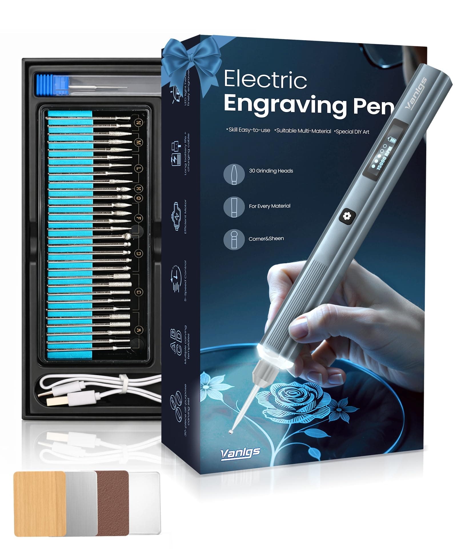 Engraving Pen Tool Kit,Cordless Rechargeable Engraver Pen Multi Tool with 31 Bits & LED Light,Adjustable Speed Electric chez Amazon UK