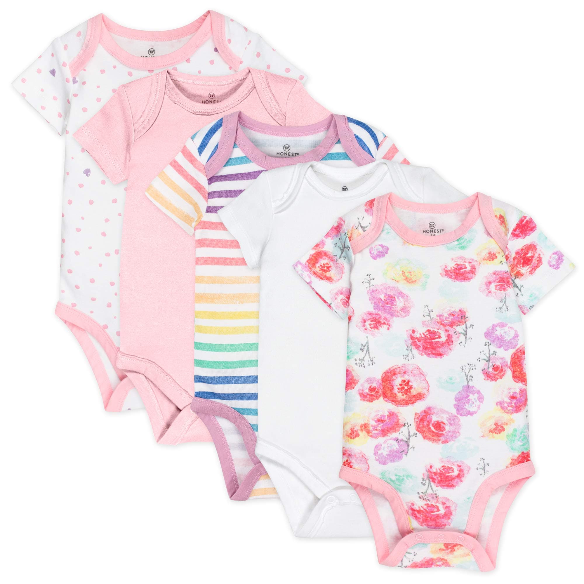HonestBaby baby-girls 5-pack Short Sleeve Bodysuits One-piece 100% Organic Cotton for Infant Baby Girls chez Amazon US