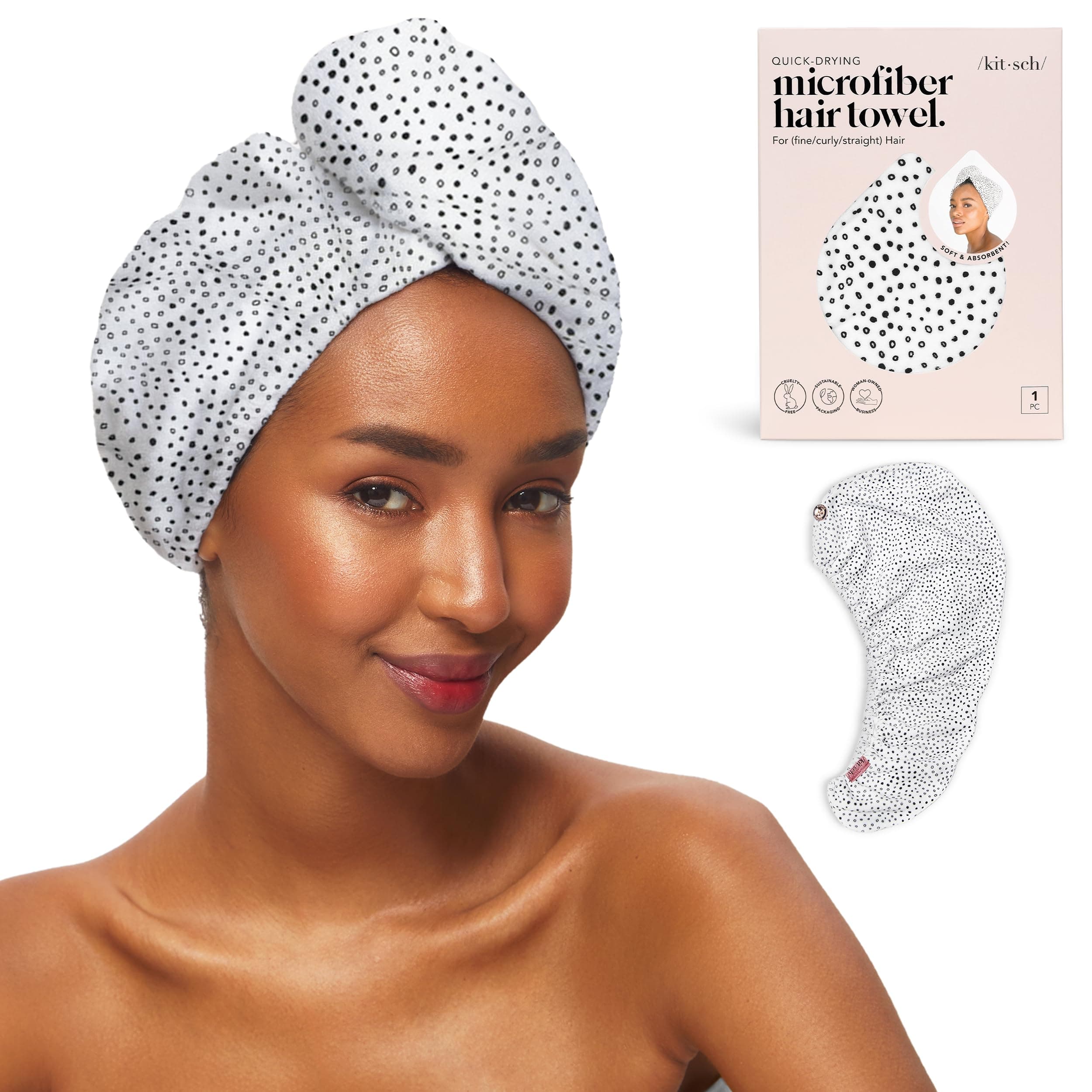 Kitsch Microfiber Hair Towel Wrap for Women – Micro Dot chez Amazon US