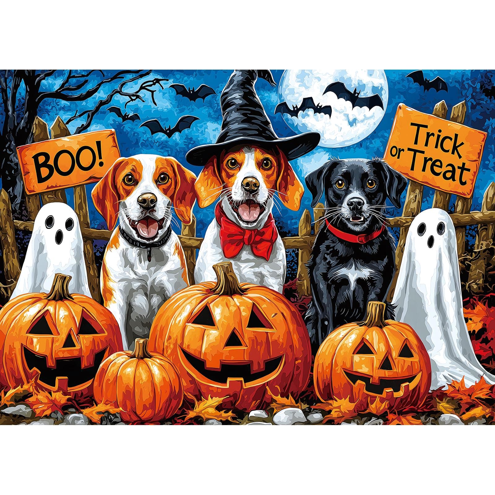 Halloween Puzzle 1000 Piece for Adults with Letters on Back, Cute Doggy | Jigsaw Puzzle Featuring Spooky Artwork Ghostly Monster, chez Amazon US