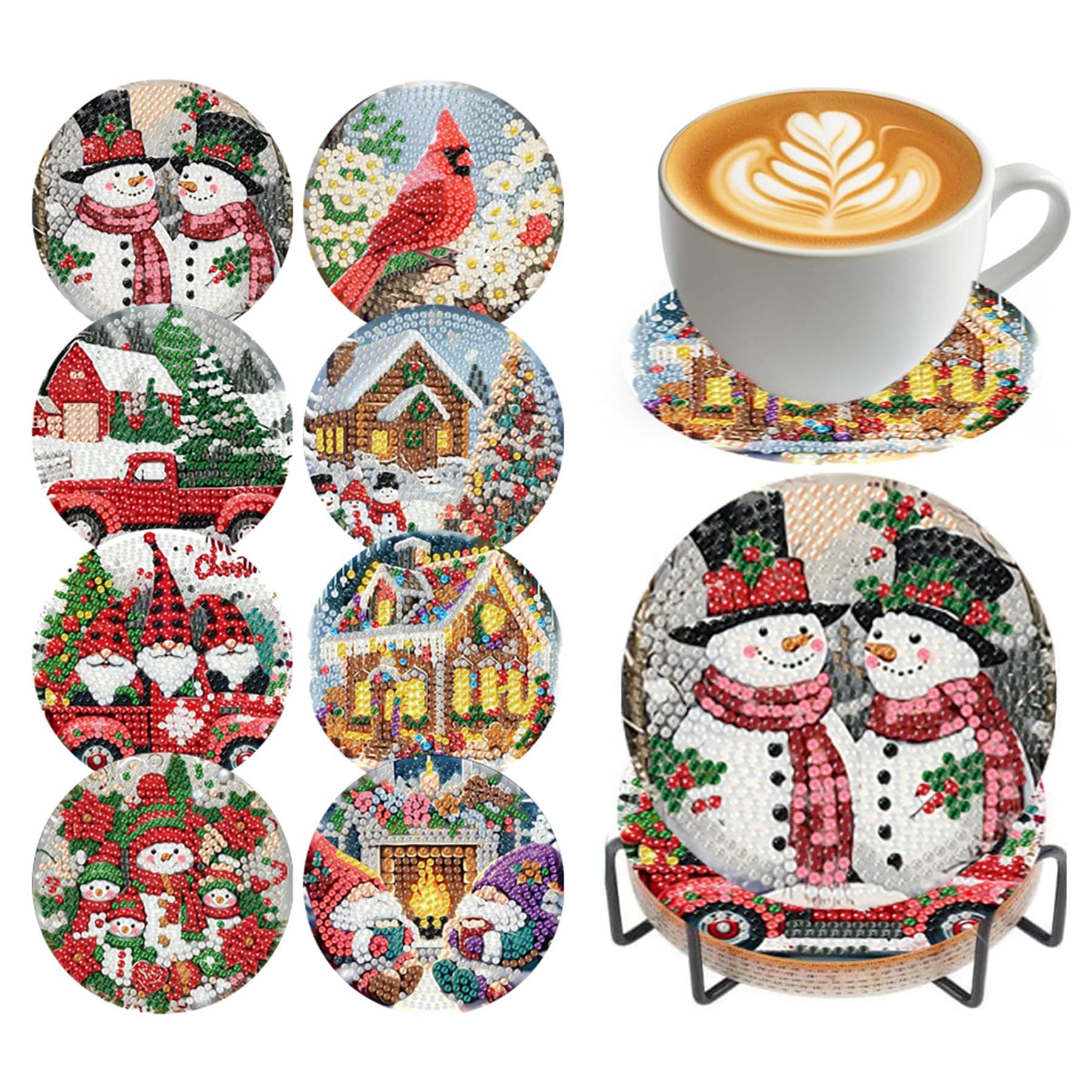 Christmas Diamond Art Coasters Kit, 8 Pieces Diamond Painting Coasters Kit | Diamond Art Kit Xmas chez Amazon US
