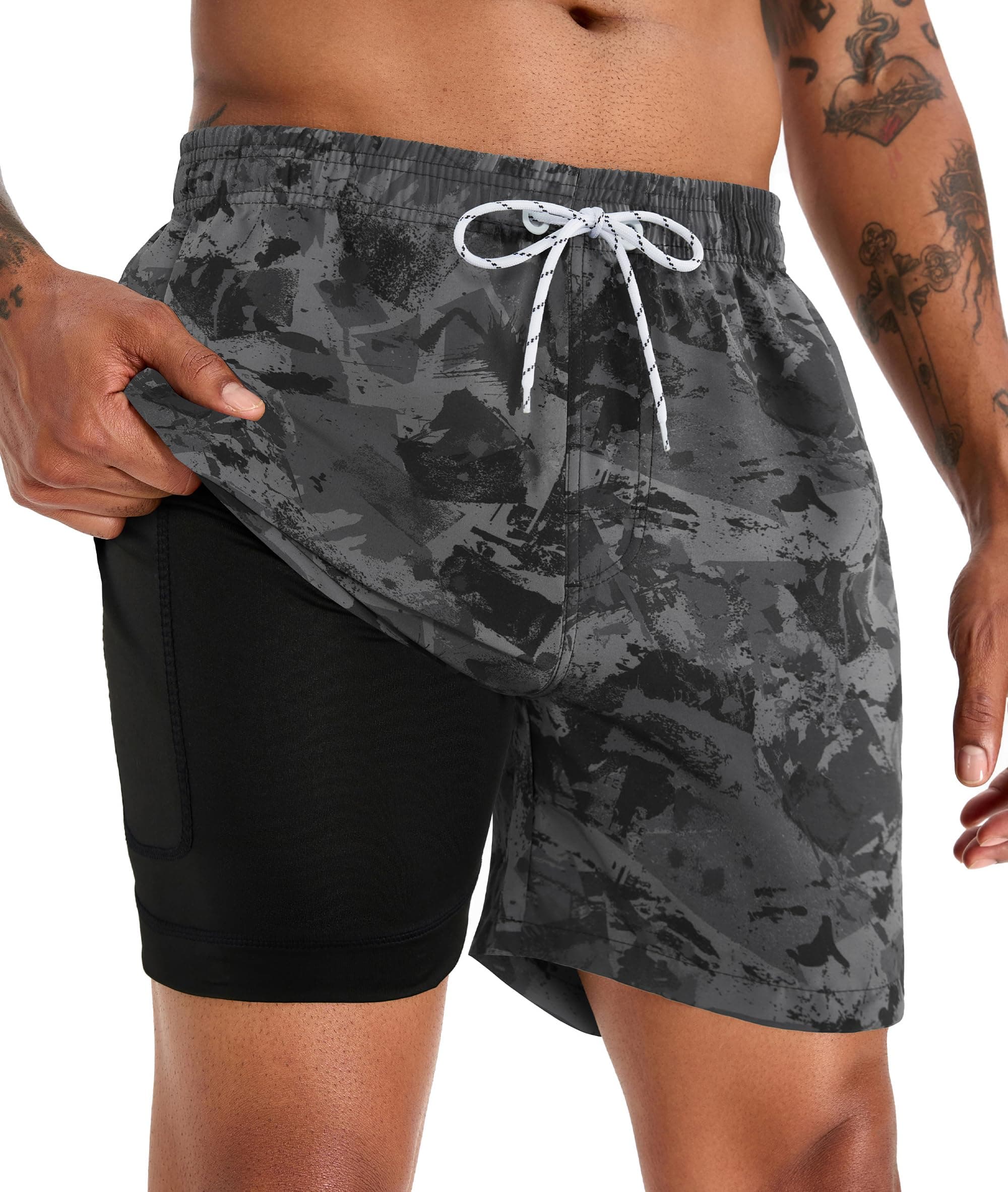 APTRO Mens Swimming Shorts Compression Liner 7" Board Shorts | Board shorts,Swim trunks,Quick dry,2 in 1 chez Amazon UK