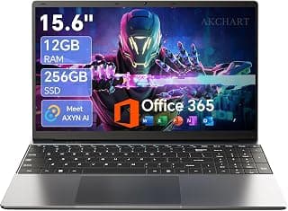 Ordinateur portable AI 15,6" avec Office 365 12 Go de RAM 256 Go SSD (gris foncé) | 180° Foldable, 7000mAh Battery, Full-Featured... chez Amazon Canada