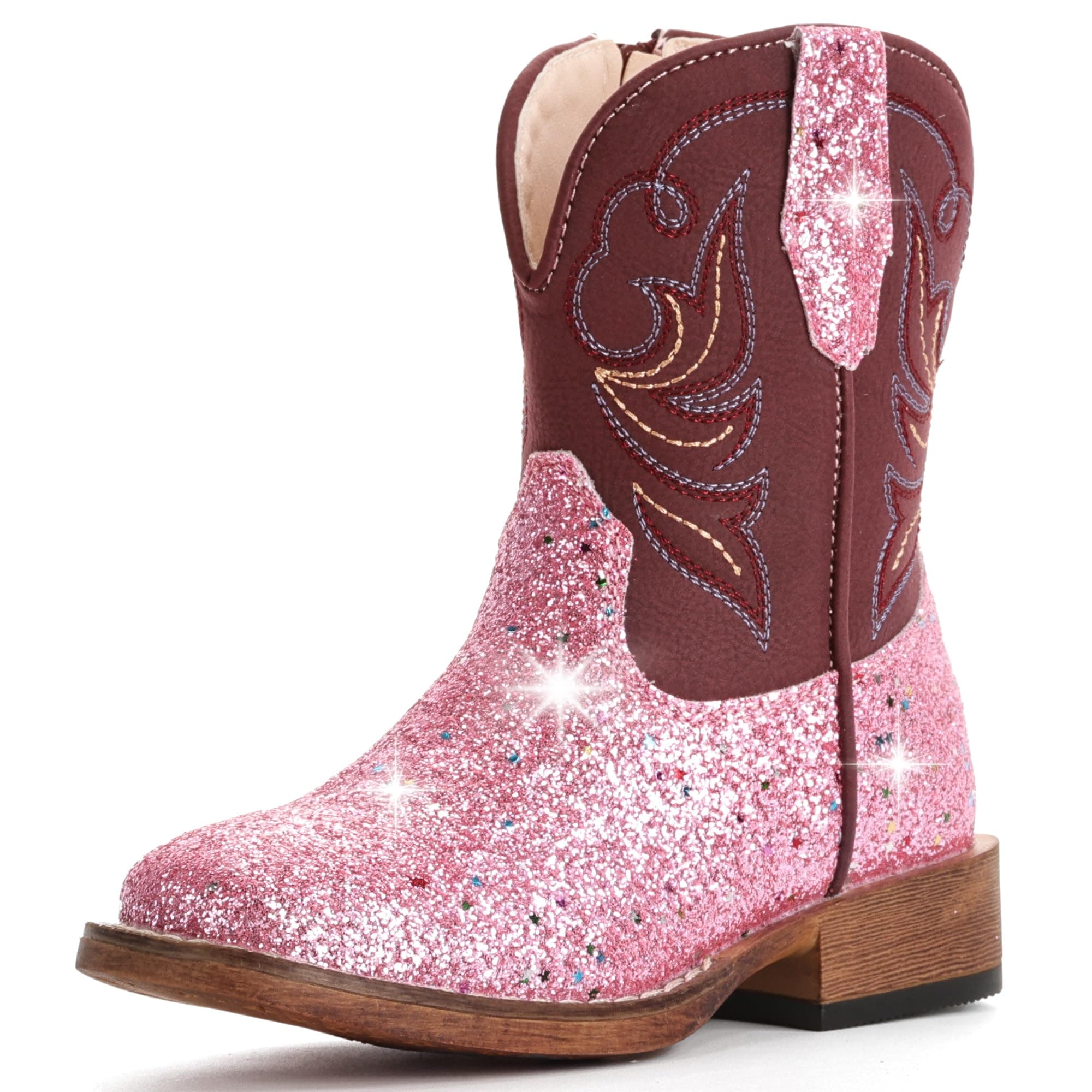 IUV KIDS Girls Cowgirl Boots Toddler Boys Cowboy Boots for Kids | Western Square Toe Riding Mid Calf Boot chez Amazon US