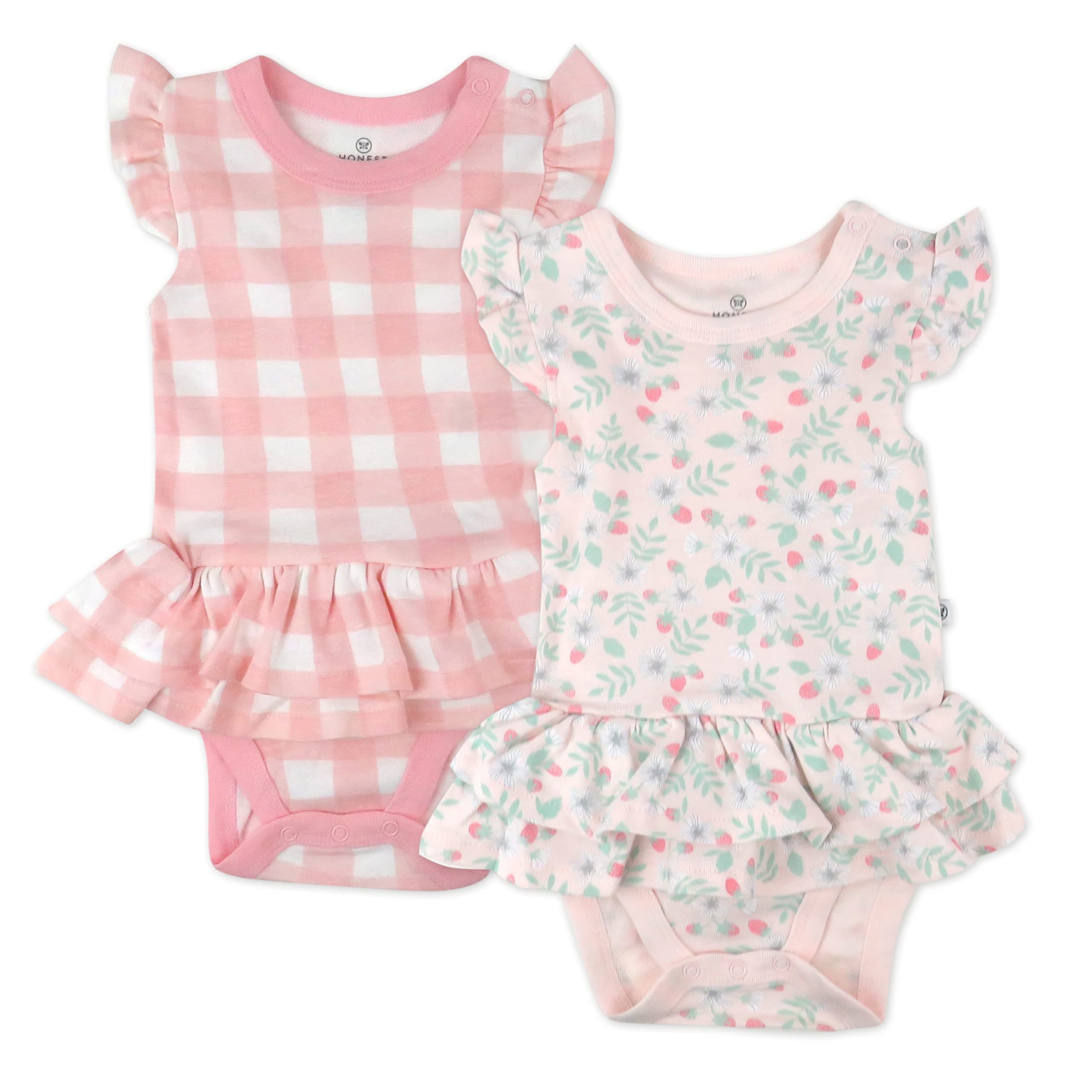 HonestBaby Romper and Ruffle Bodysuit Dress 100% Organic Cotton for Infant Baby and Toddler Girls chez Amazon US