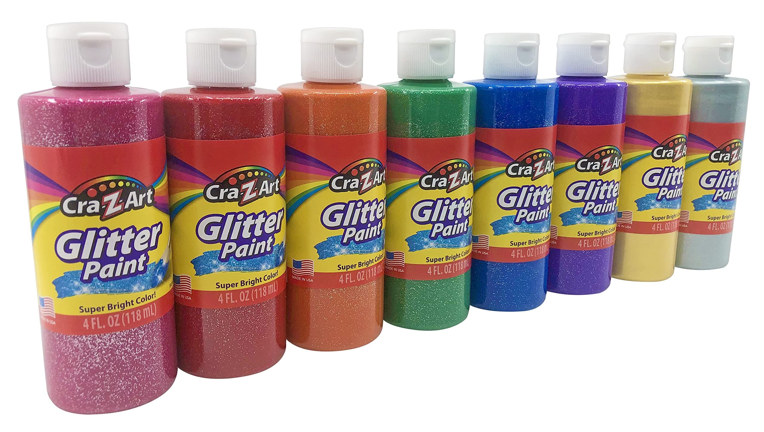 Cra-Z-Art Washable Glitter Paint Bulk Pack 8ct, Assorted Colors 4oz each bottle chez Amazon US