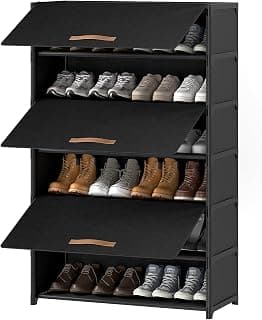 Shoe Rack, 7 Tier Shoe Storage Cabinet with Door 28 Pair Plastic Shoe Shelves Organizer for Closet, Entryway, Hallway,... chez Amazon Canada