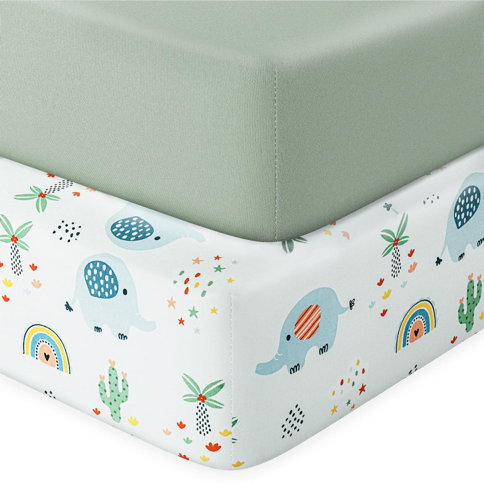IOCCLH Pack N Play Sheets Fitted, 2-Pack Fit for Standard Pack N Play Mattress, Mini Crib Sheets,Breathable Soft Unisex Playard Sheets chez Amazon US