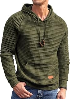 Nike COOFANDY Mens Hoodies Pullover Casaul Long Sleeve Drawstring Waffle Knit Hooded Sweatshirt with Kanga Pocket