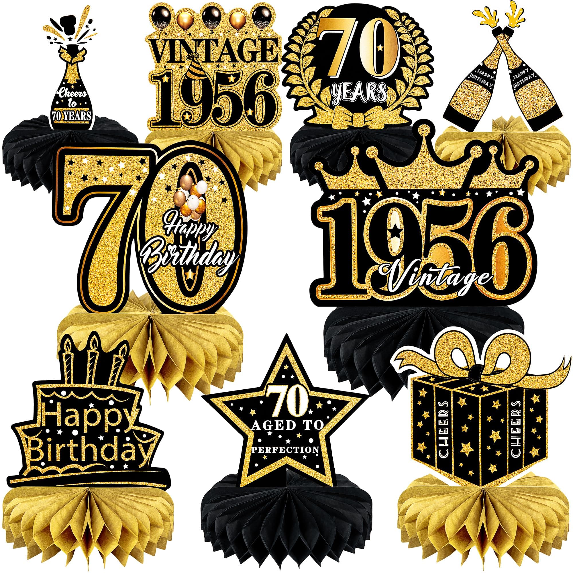 9 Pcs 70th Birthday Decoration for Men Women Table Honeycomb Seventy Decor chez Amazon US