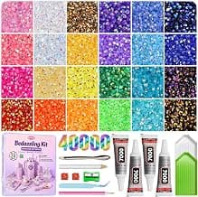 Redtwo Bedazzler Lot de 40 000 strass en résine pour créer des bijoux éblouissants, 24 couleurs, 3 mm à dos plat, avec 4 pièces de... chez Amazon Canada