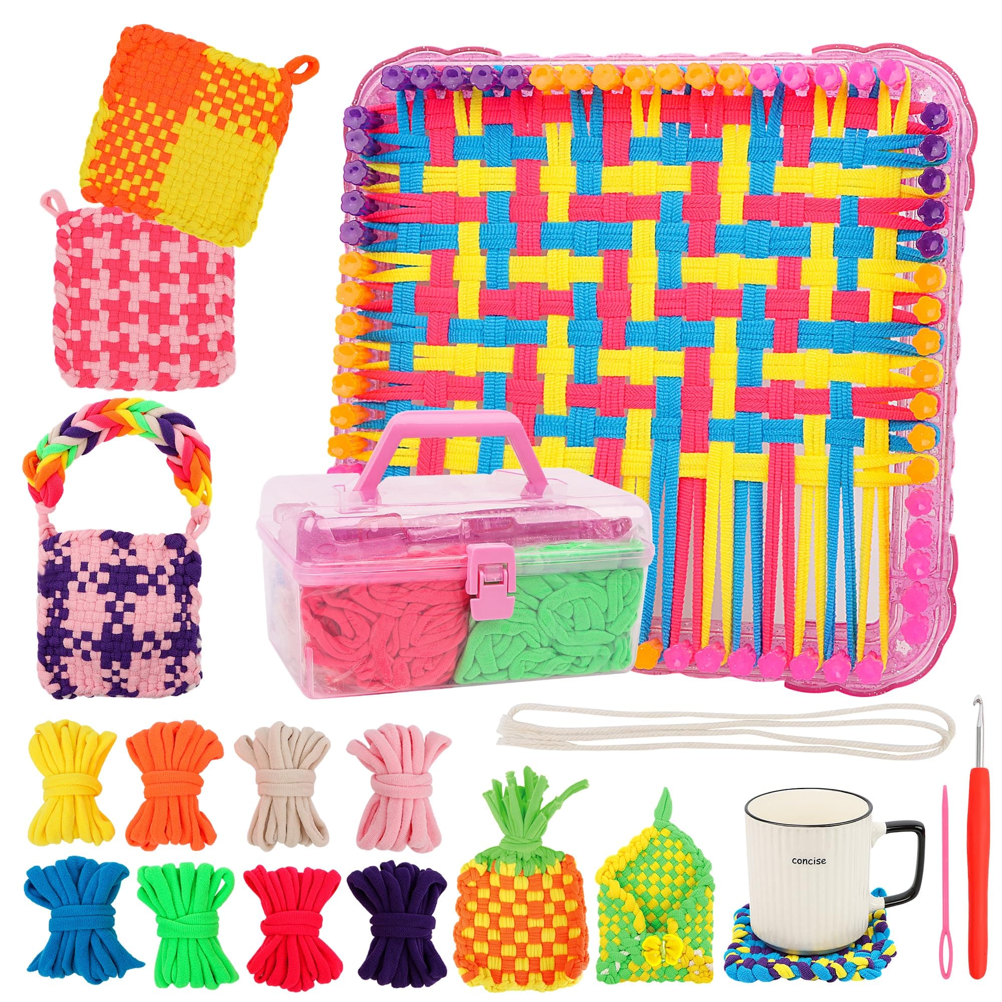 Weaving Loom Kit Toys Crafts Arts and Crafts for Girls Ages 6-8-12 Potholder Loops Toys for Girls and Adults - Knitting Loom Set Pot Holder chez Amazon US