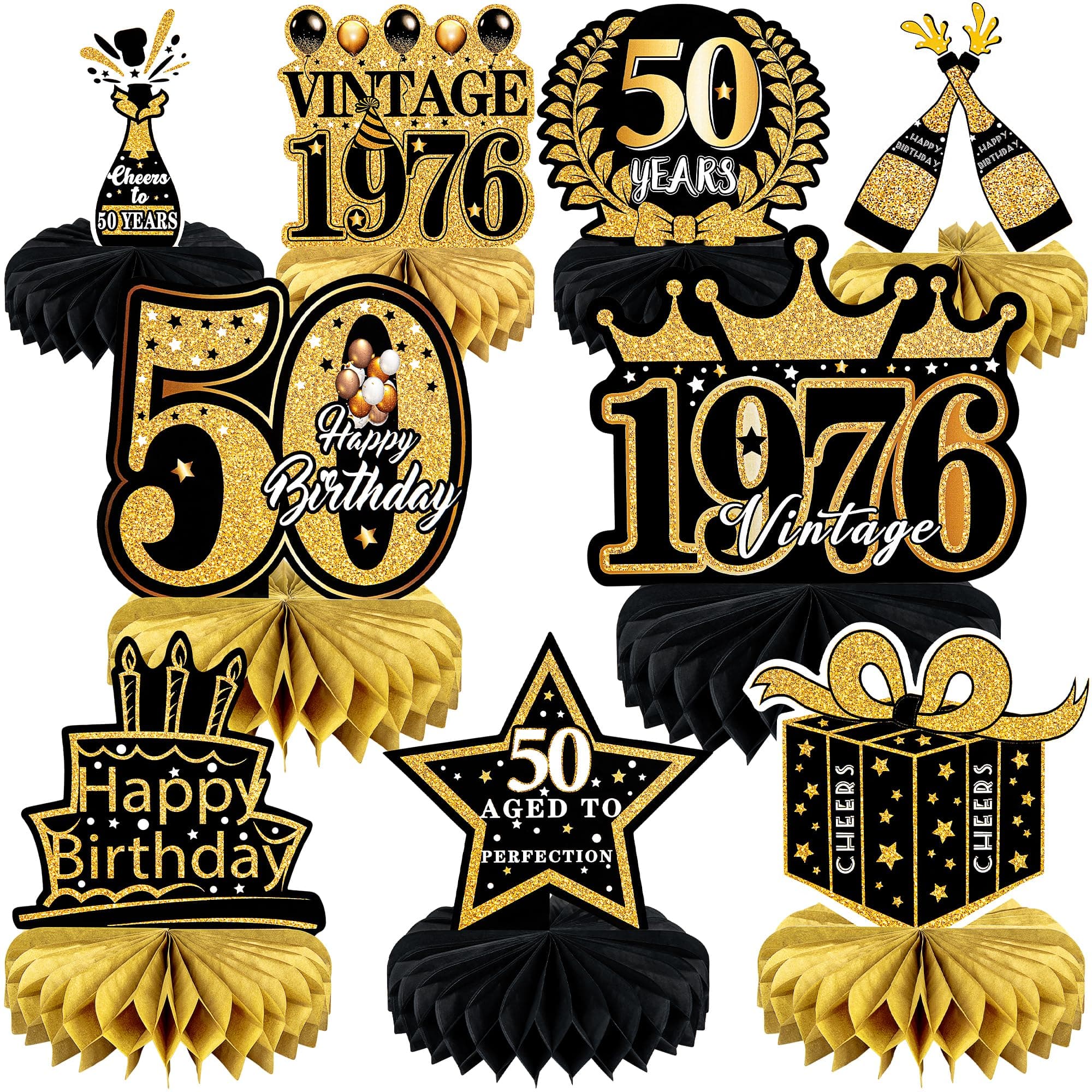 9 Pcs 50th Birthday Decoration for Men Women Table Honeycomb Fifty Decor chez Amazon US
