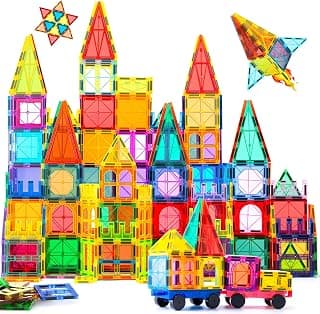 Carreaux magnétiques, 122 blocs de construction magnétiques avec 2 voitures, grand ensemble de construction magnétique, jouets... chez Amazon Canada
