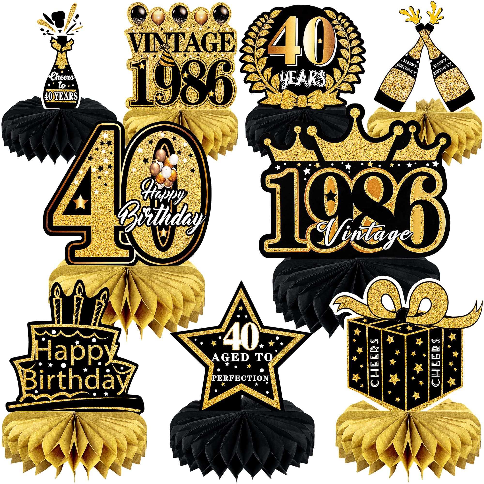 9 Pcs 40th Birthday Decoration for Men Women Table Honeycomb Forty Decor chez Amazon US