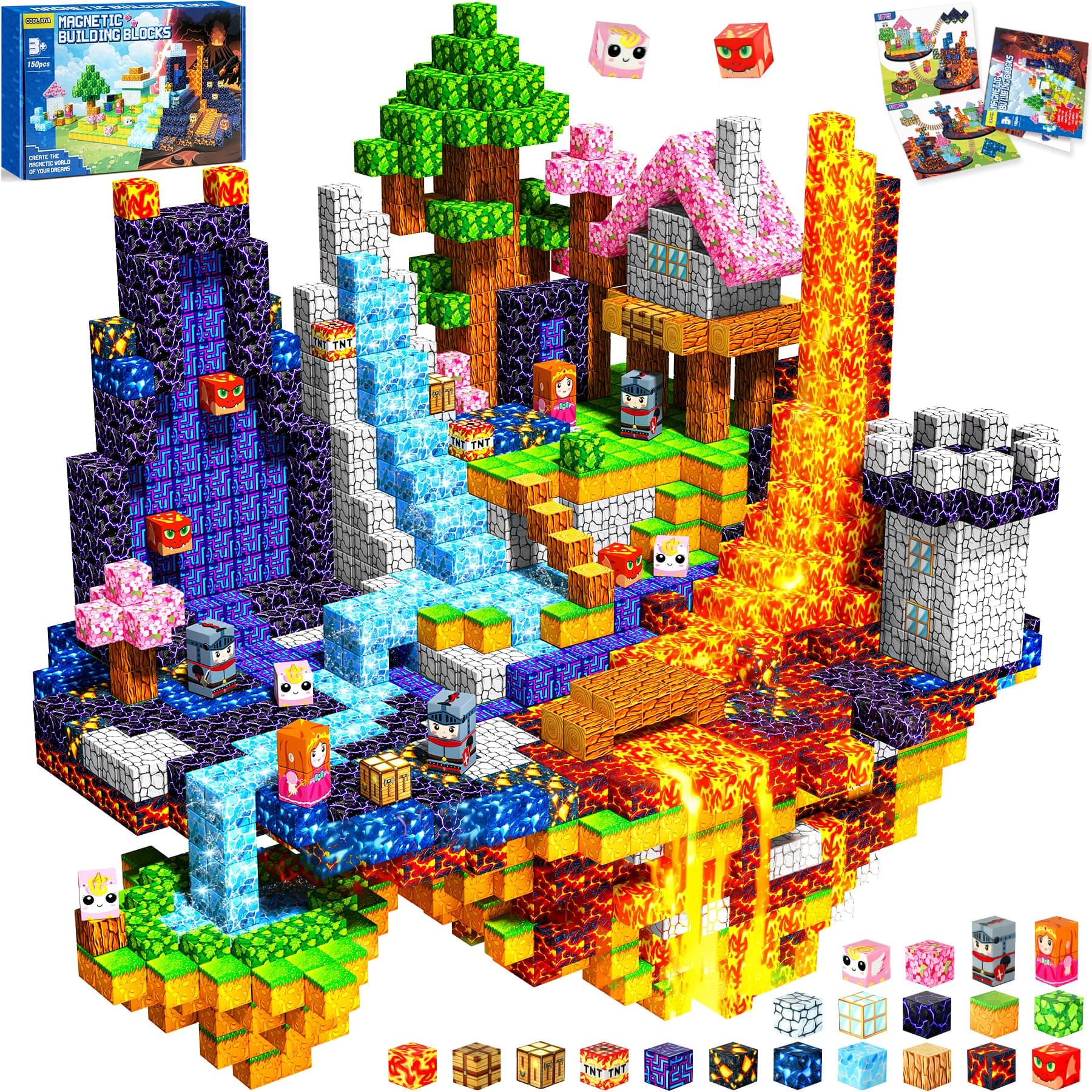 COOLJOYA Magnetic Blocks-150 PCS Magnetic Building Blocks Toys, Stowable | Montessori Construction Toys, STEM Sensory Toys for Boys Girls chez Amazon UK