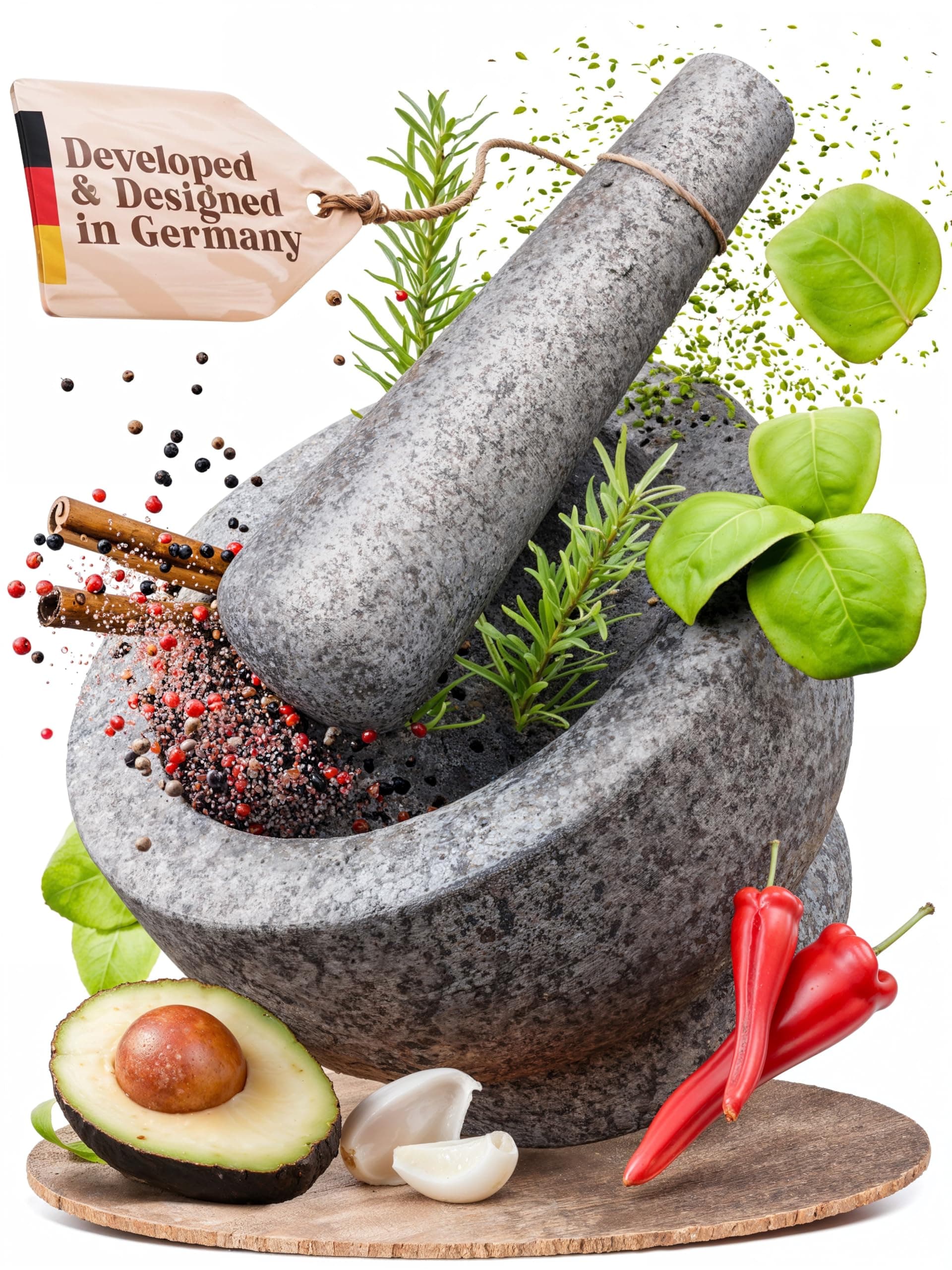 ChefSofi Mortar and Pestle Set (Gray, 2-Cups) | Unpolished Heavy Natural Granite - 6 inch chez Amazon US