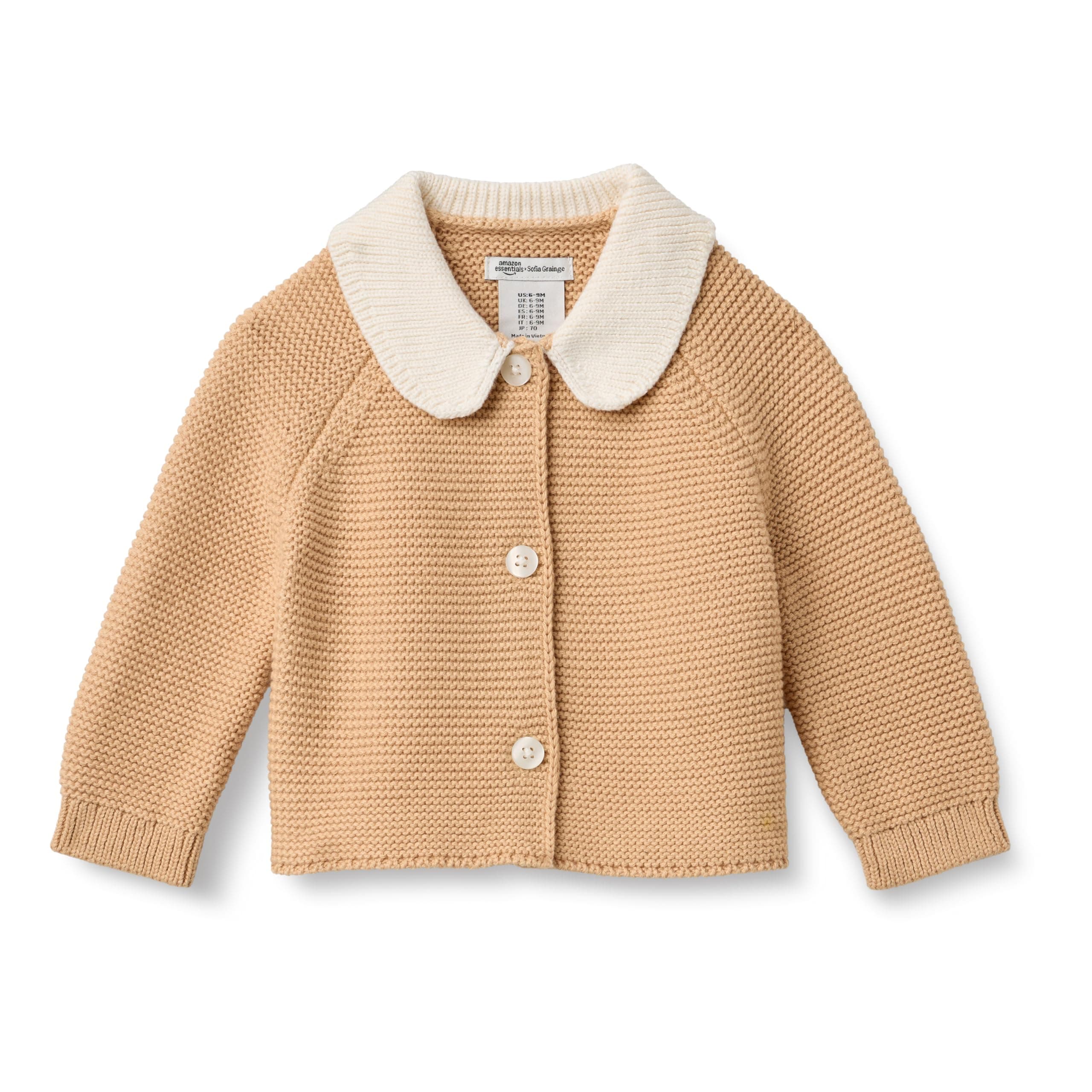 Amazon Essentials x Sofia Grainge Unisex Toddlers and Babies' Peter Pan Collar Sweater Jacket, Soft Cotton Knit with Stretch chez Amazon US
