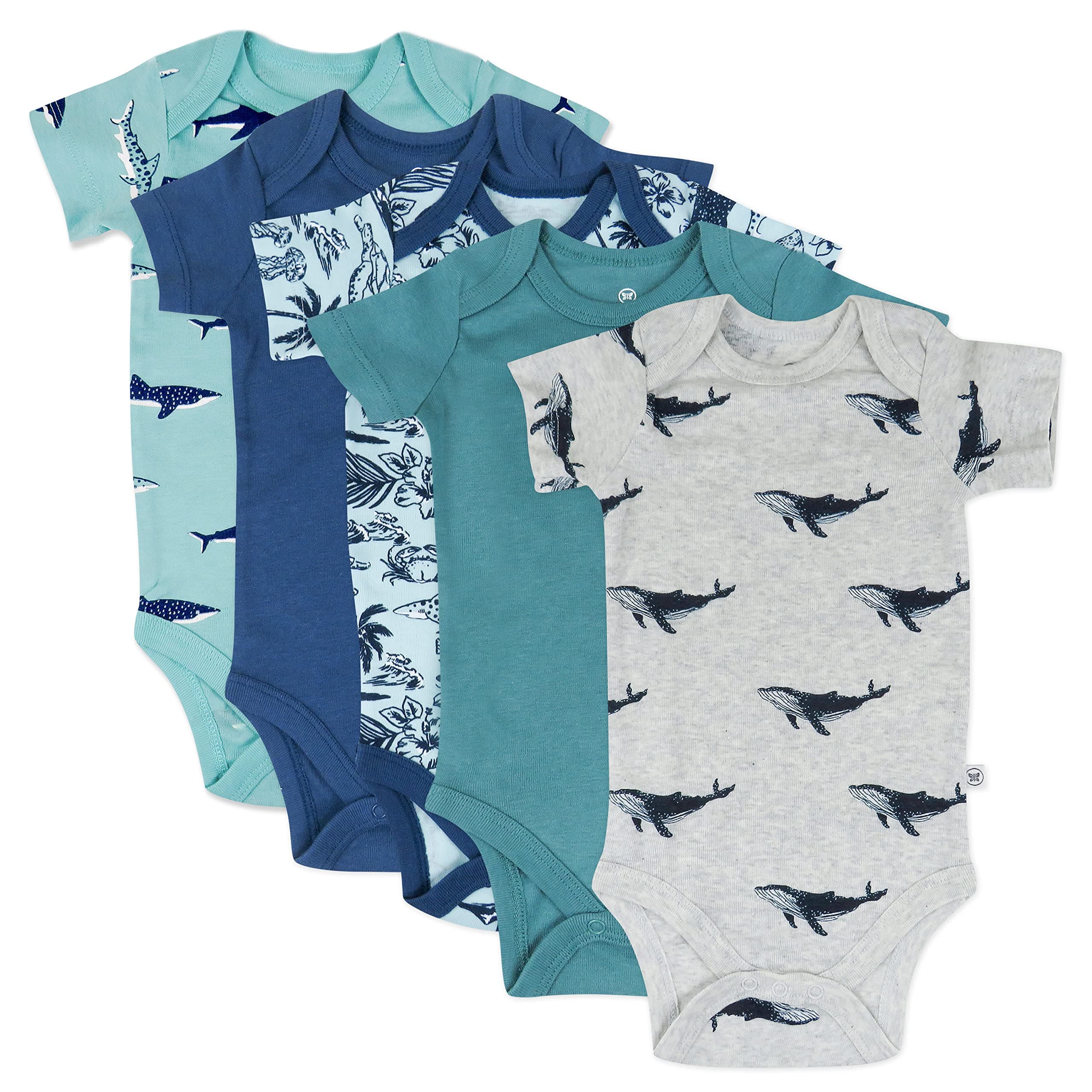 HonestBaby 5-pack Short Sleeve Bodysuits One-piece 100% Organic Cotton for Infant Baby Boys chez Amazon US