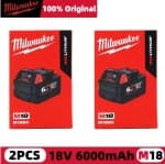 2Pack Genuine Milwaukee M18 RedLithium High Output XC6.0 Battery Pack - Black chez Best Buy Canada