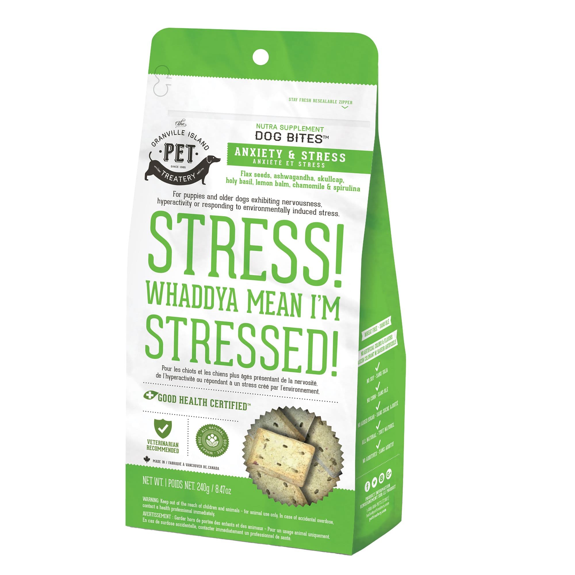 Granville Island Treatery Stress Nutra Supplement Dog Bites chez PetSmart Canada