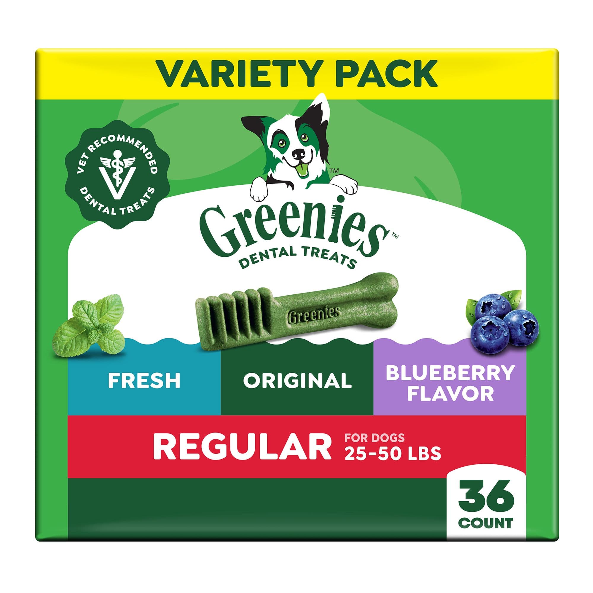 Greenies Regular Natural Adult Dog Dental Treats Variety Pack - Original, Minty & Blueberry chez PetSmart Canada