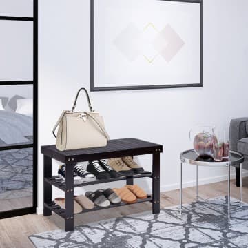 Costway Canada Banc à chaussures en bambou à 3 niveaux pour entrée chez Costway Canada